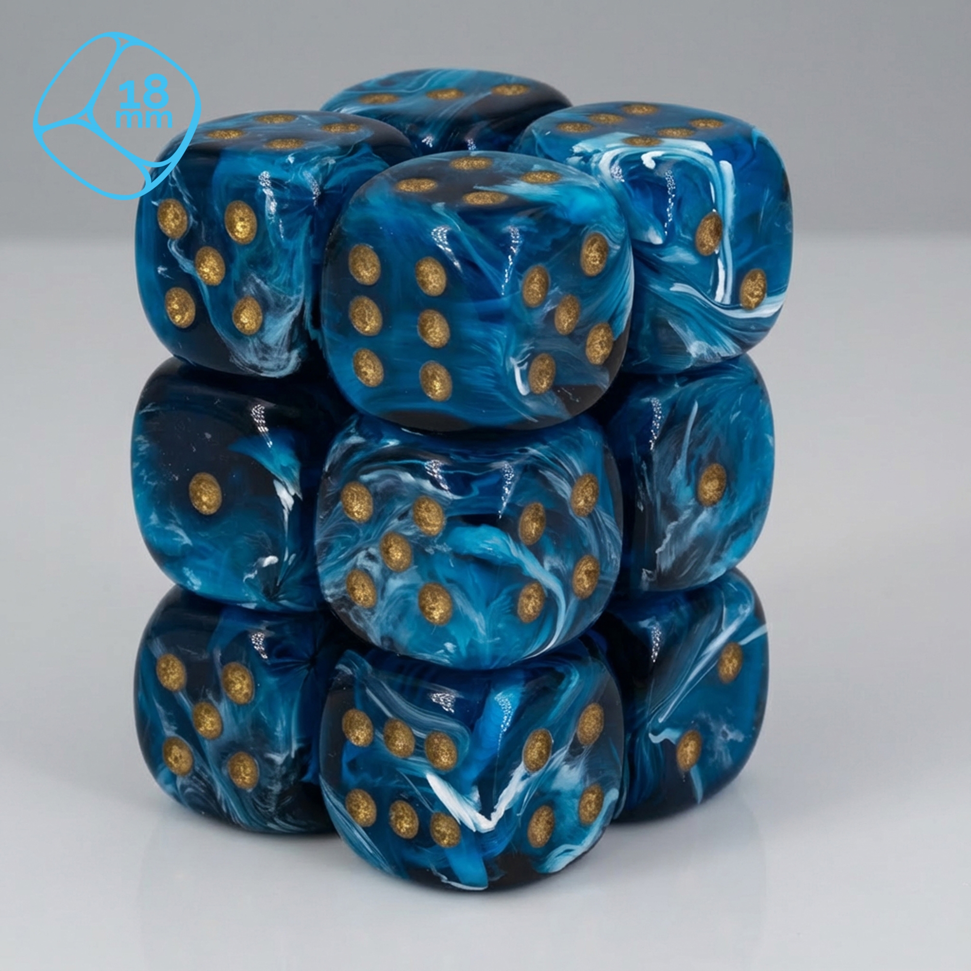 Maro mitternachts himmel / gold 18mm W6 Set (12 Stück)