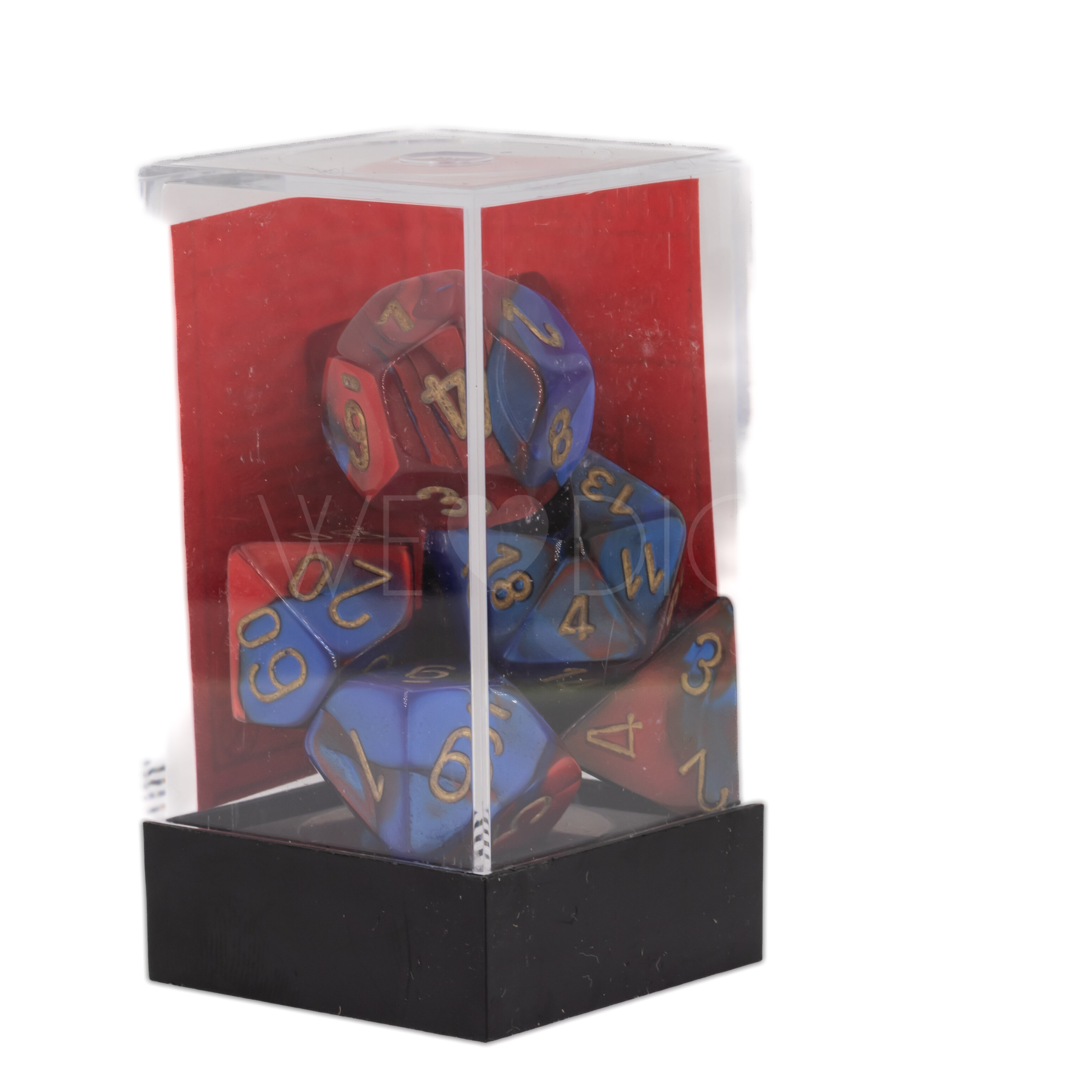 Gemini® Polyhedral Blau-Rot / gold 7-Würfel Set