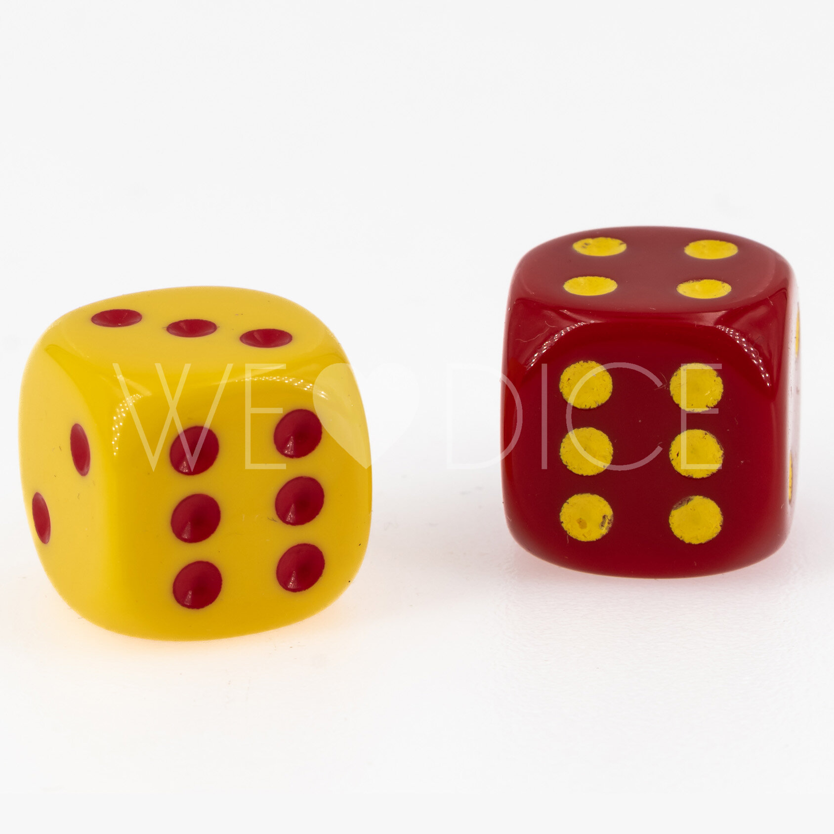 16mm Dice in red and yellow