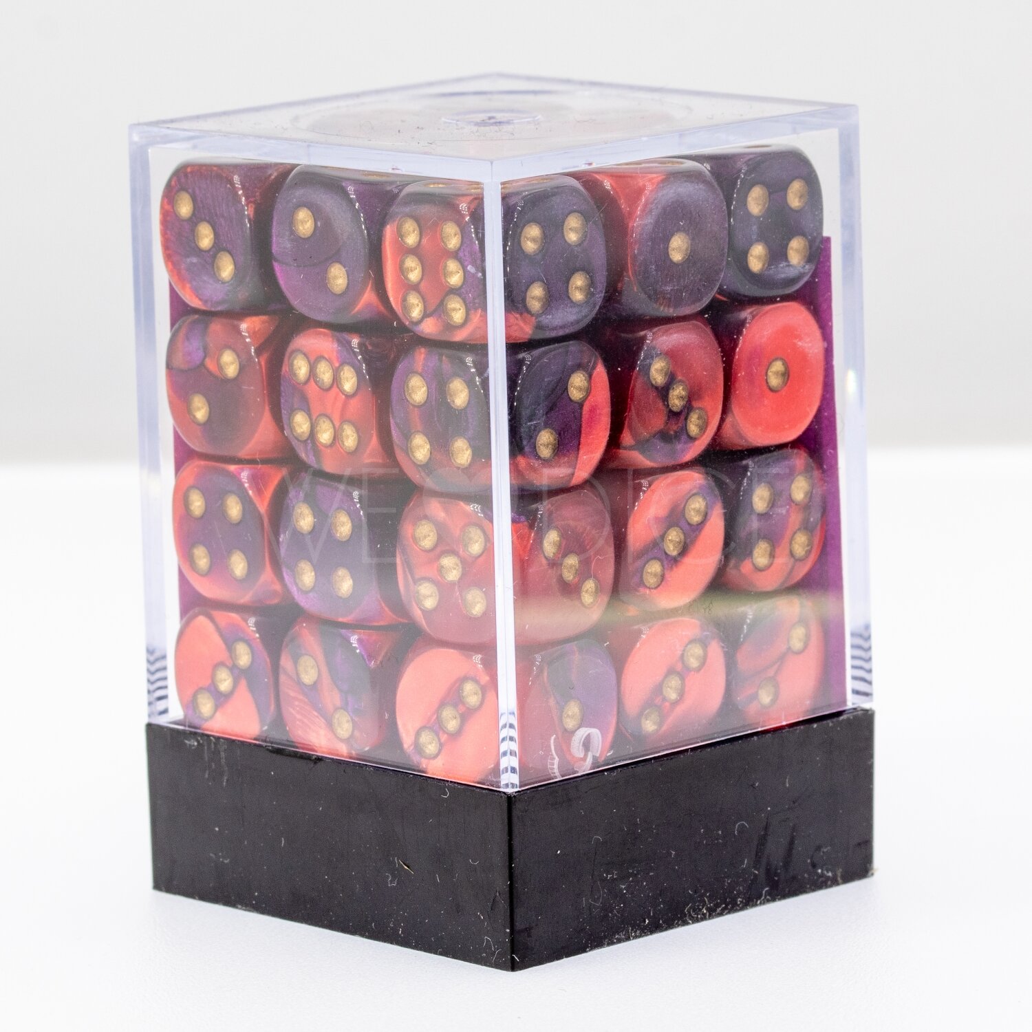 Gemini® Lila-Rot / gold 12mm W6 Würfel Set (36 Würfel)