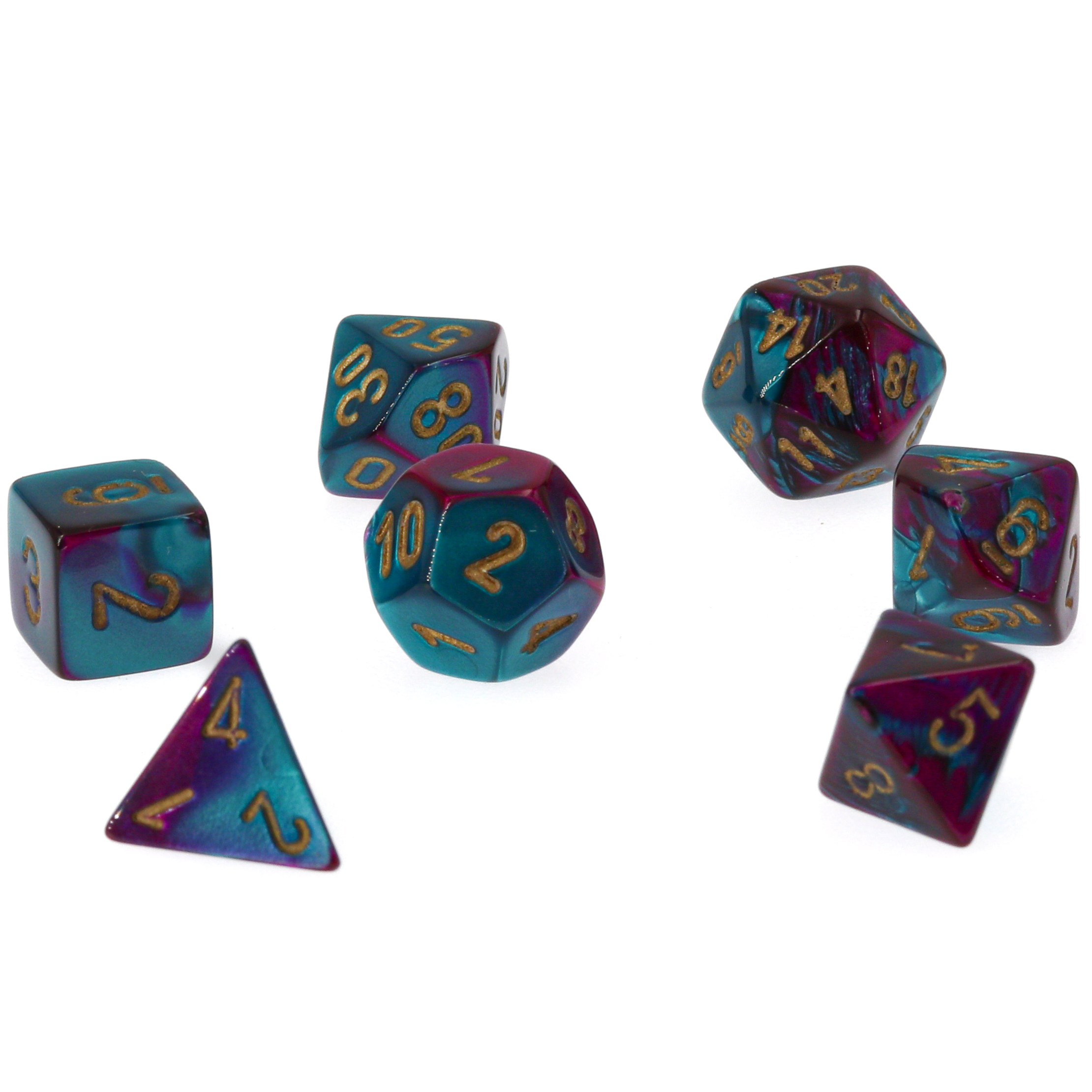 Gemini® Mini-hedral Polyhedral Purple-Teal / gold 7-DieSet