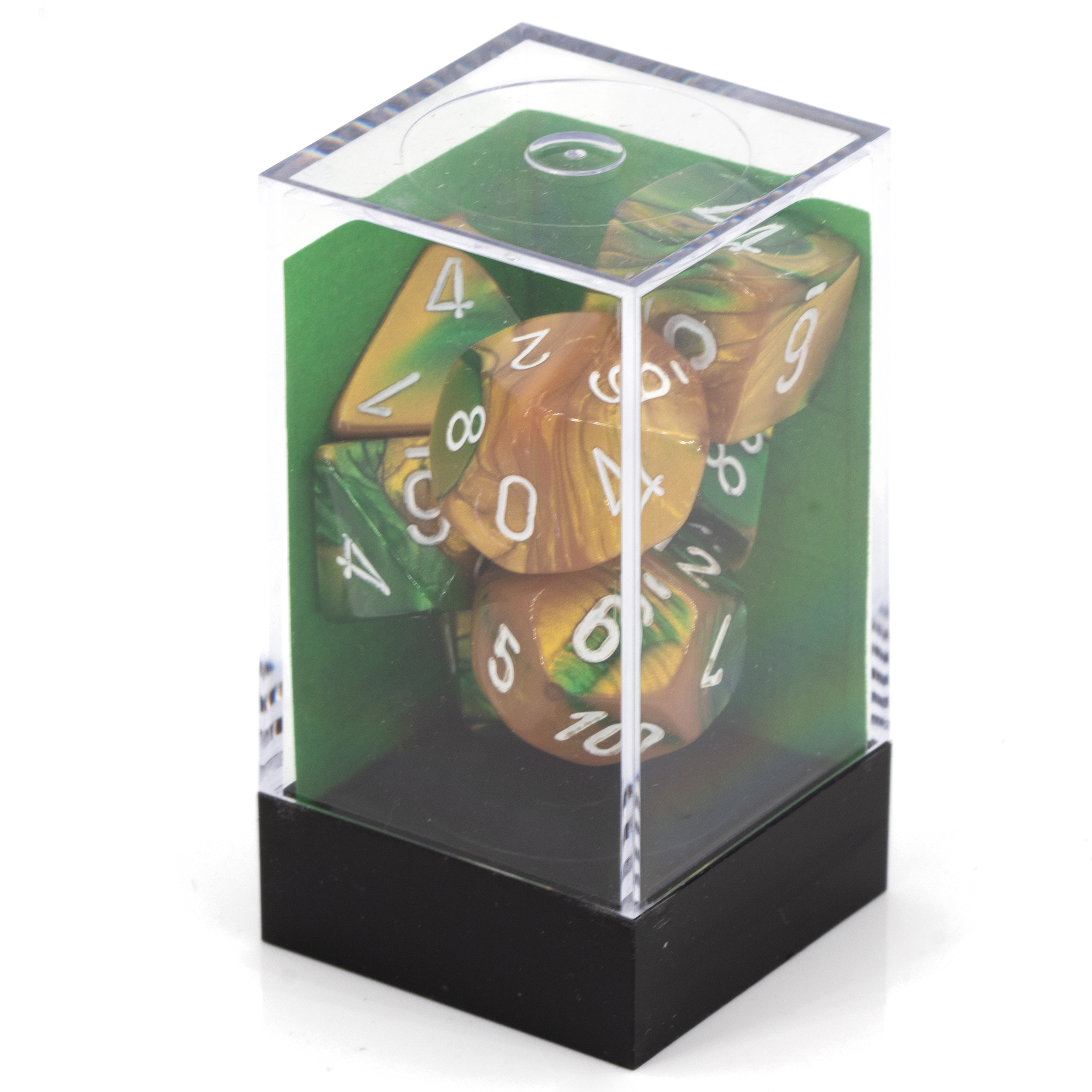 Gemini® Polyhedral Gold-Grün / weiß 7-Würfel Set