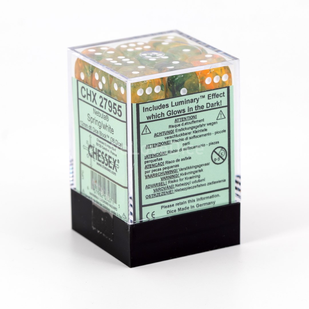Nebula® Spring / Weiß 12mm W6 Würfel Set (36 Würfel)