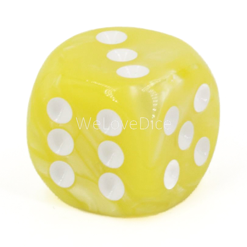 16mm W6 Würfel in lemon gelb / weiß