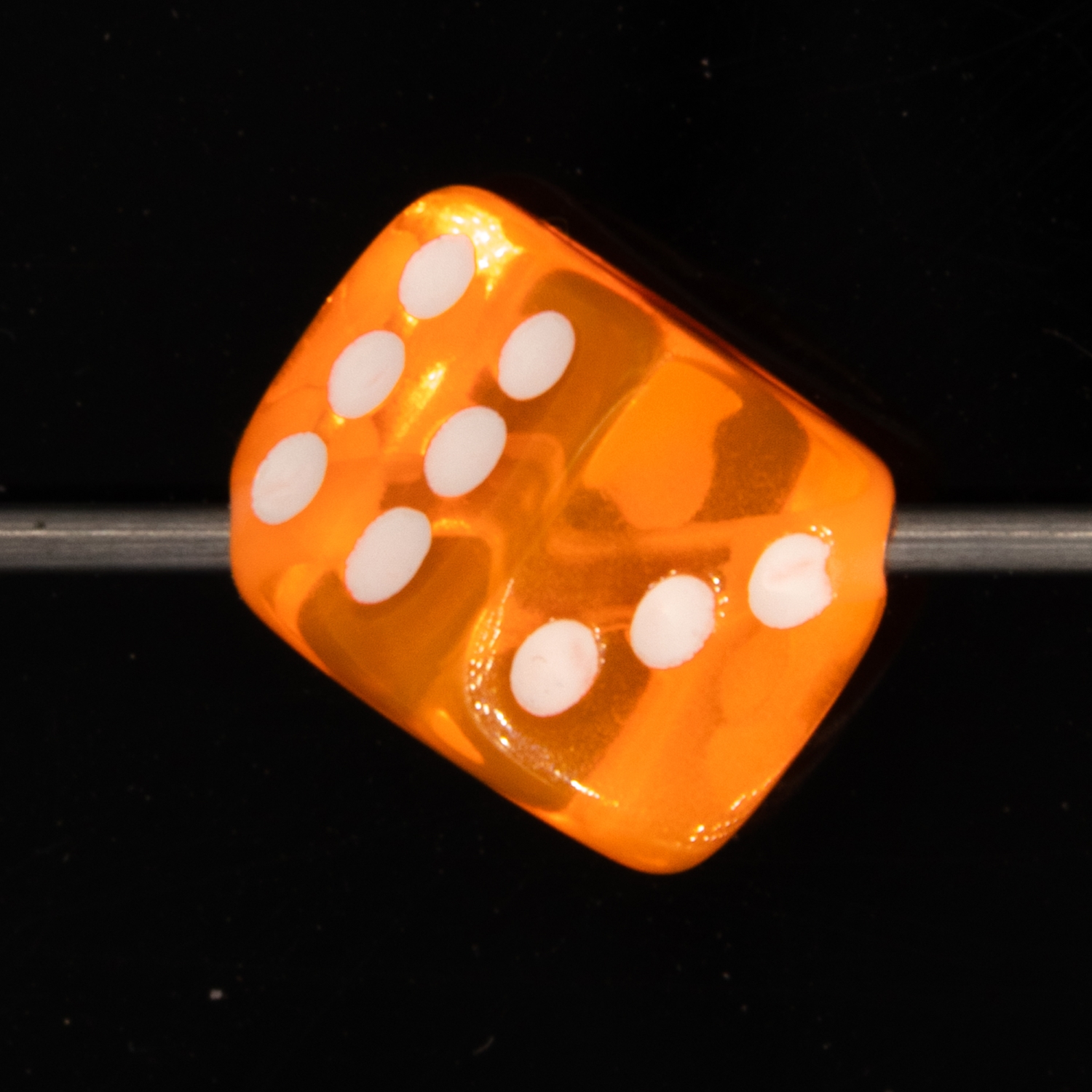  5mm Dice bead - neon orange / white Translucent, in