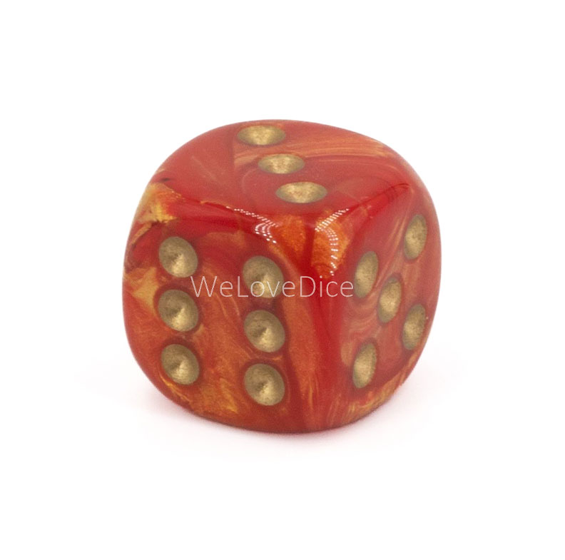 16mm W6 Würfel in feuer orange / gold