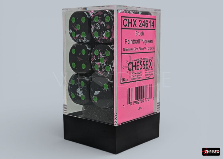 Brush™ Paintball™ / green 16mm W6 Würfel Set (12 Würfel)