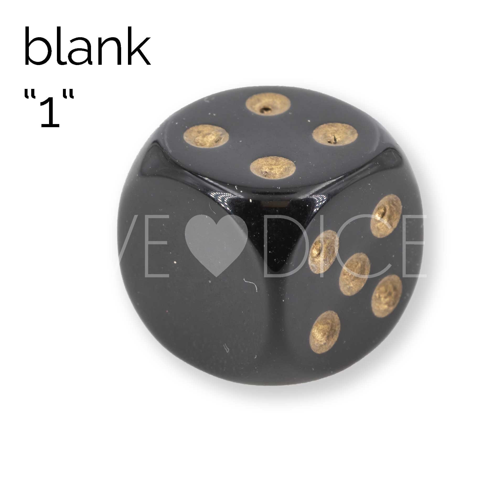 16mm Dice in black / gold Opaque no "6"