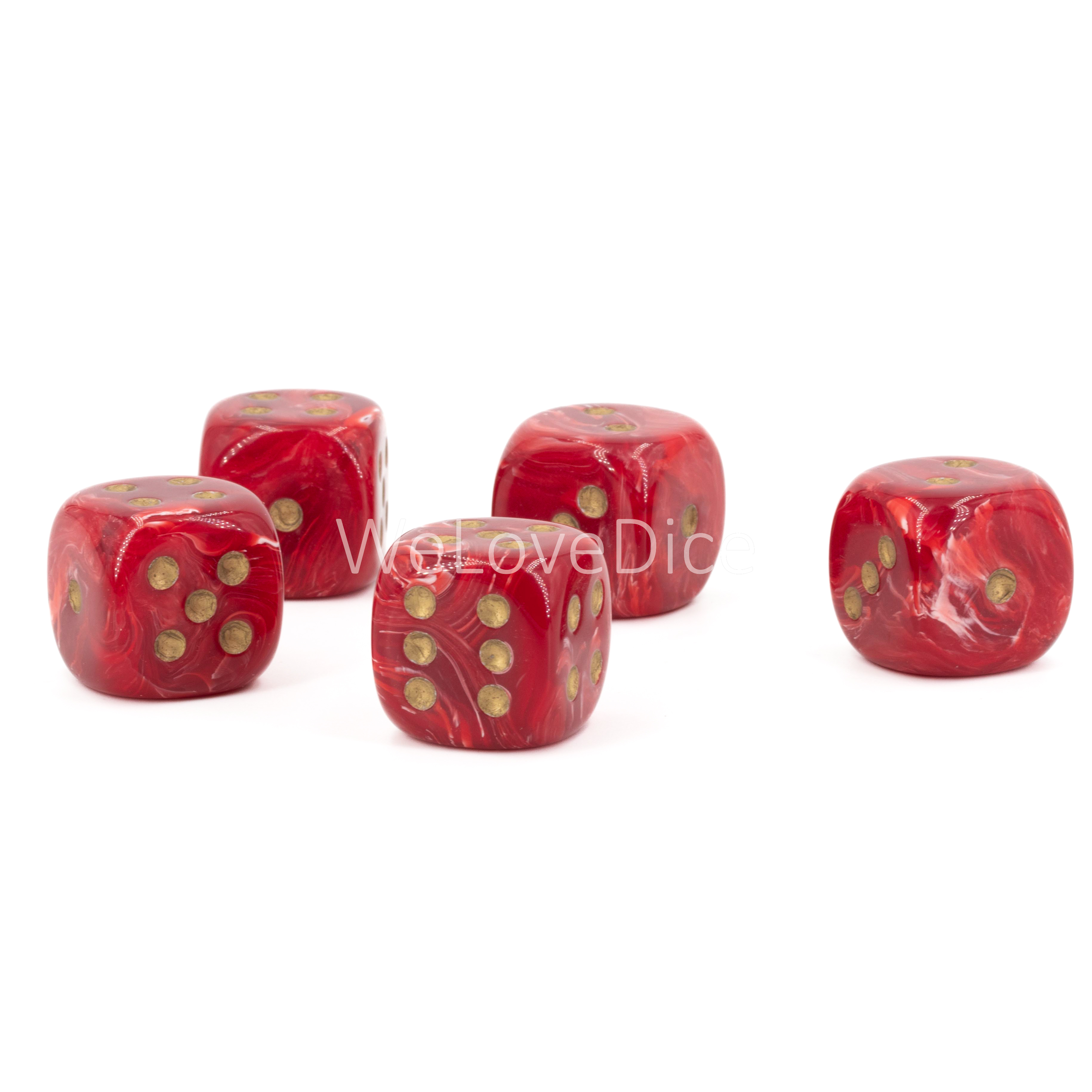 22mm W6 Würfel in rot / gold