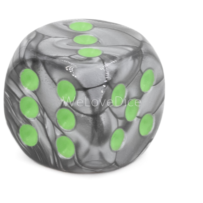 16mm  D6 Dice in grey / green