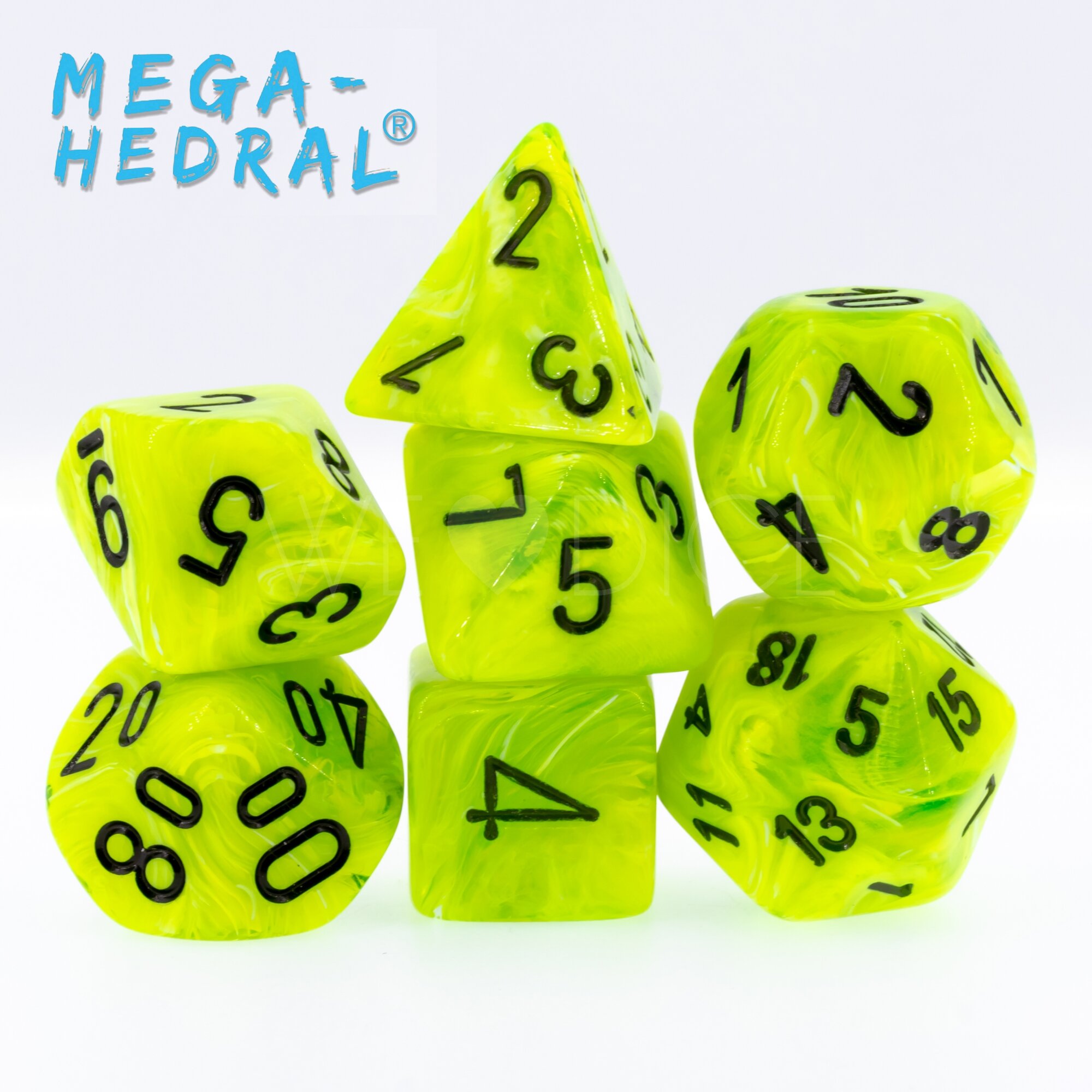 Vortex® Mega-hedral™  Polyhedral Bright Green / black 7-DieSet