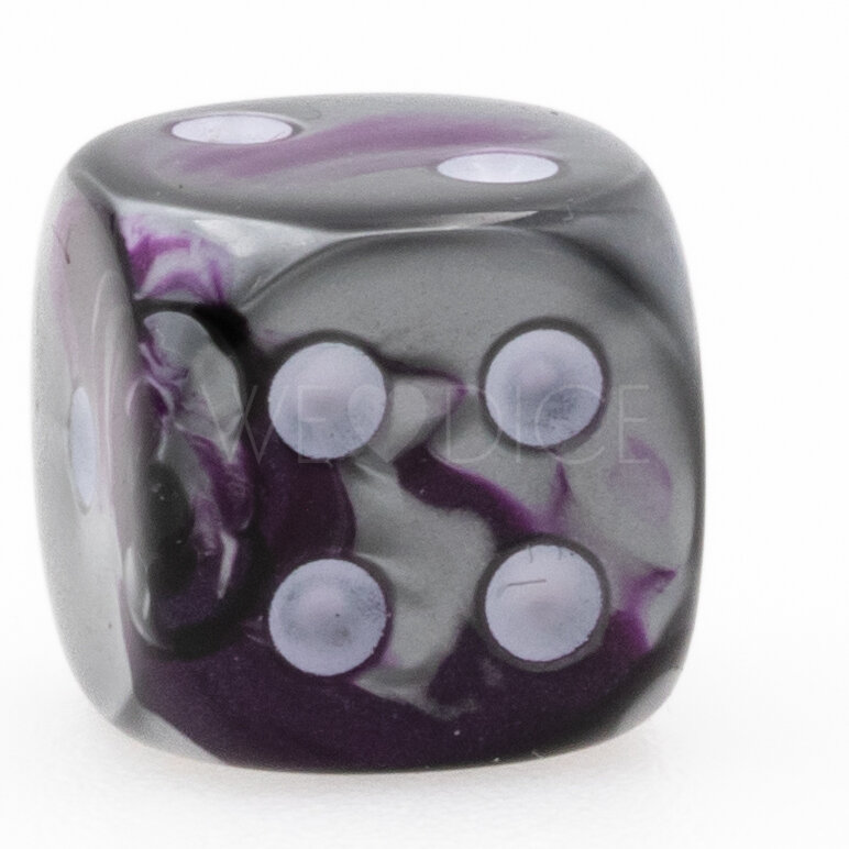 Gemini® Lila-Stahl / weiß 12mm W6 Würfel mit Punkten (1 Stück)