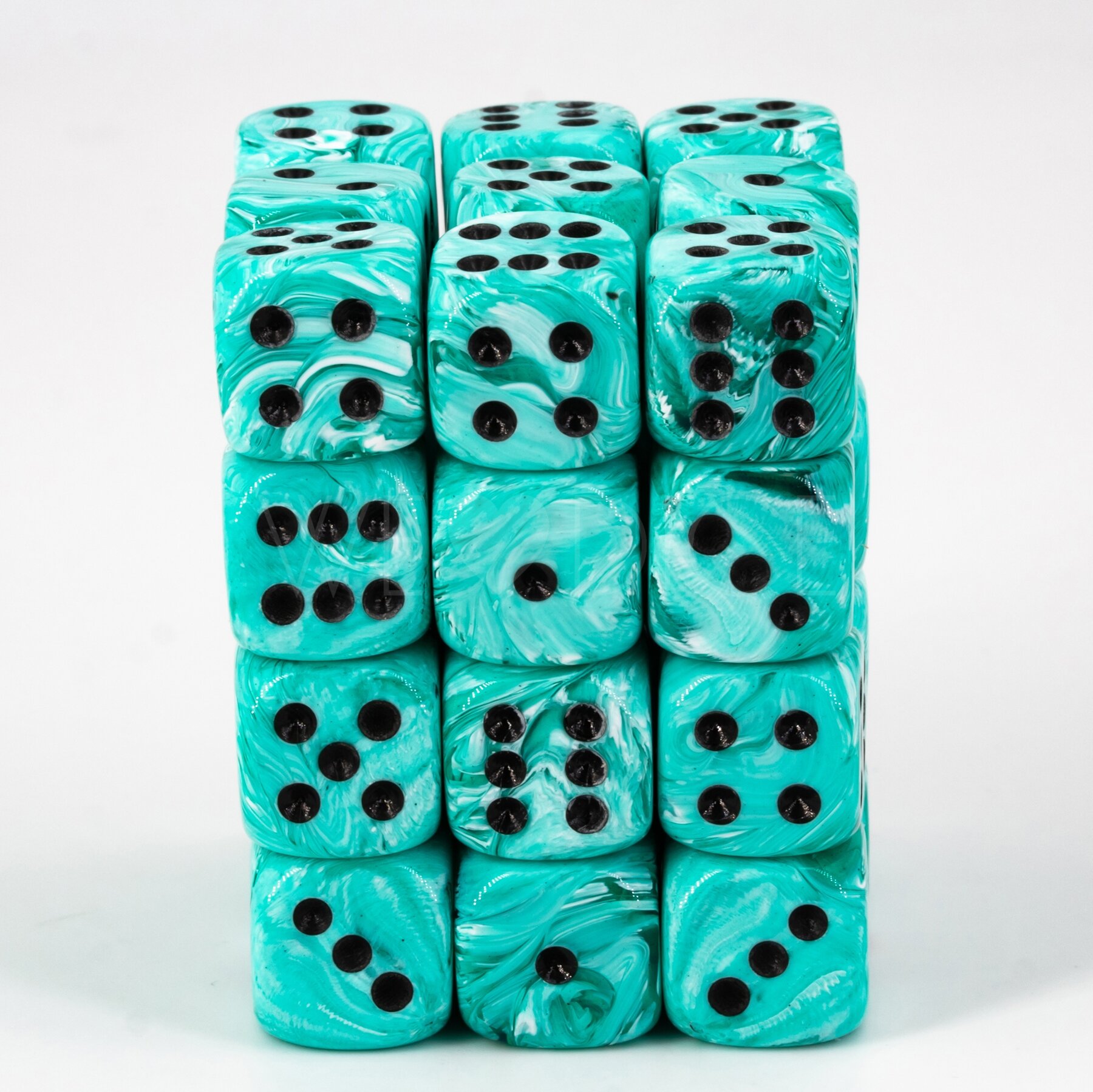 Marmor ice cream türkis / schwarz 12mm W6 Set (36 Stück)