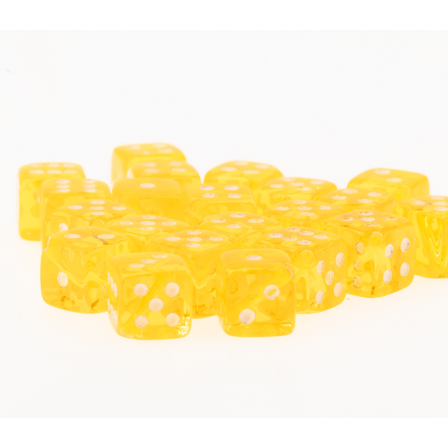  5mm Dice bead - yellow translucent / white Translucent, in