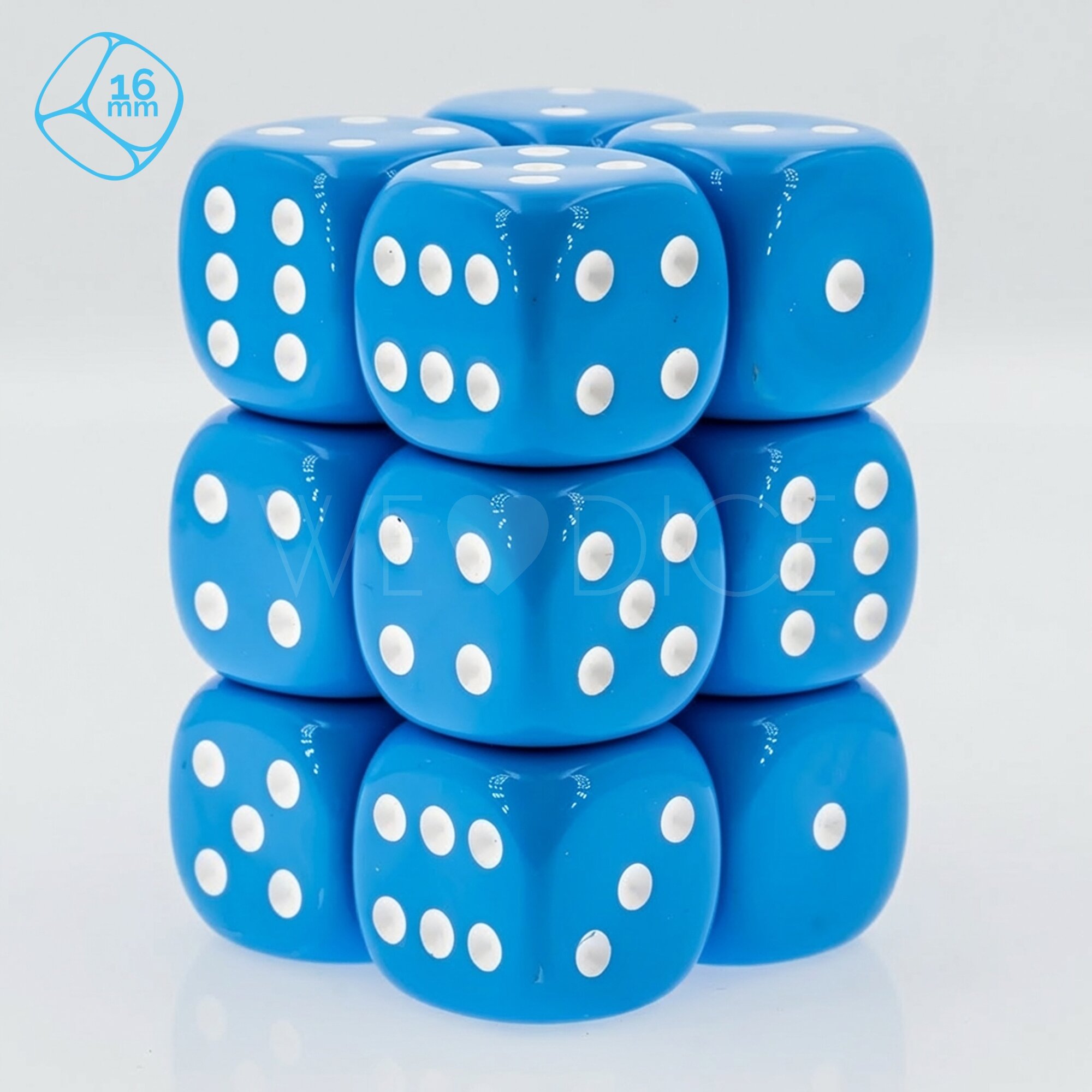 Satt hellblau / weiß 16mm W6 Set (12 Stück)