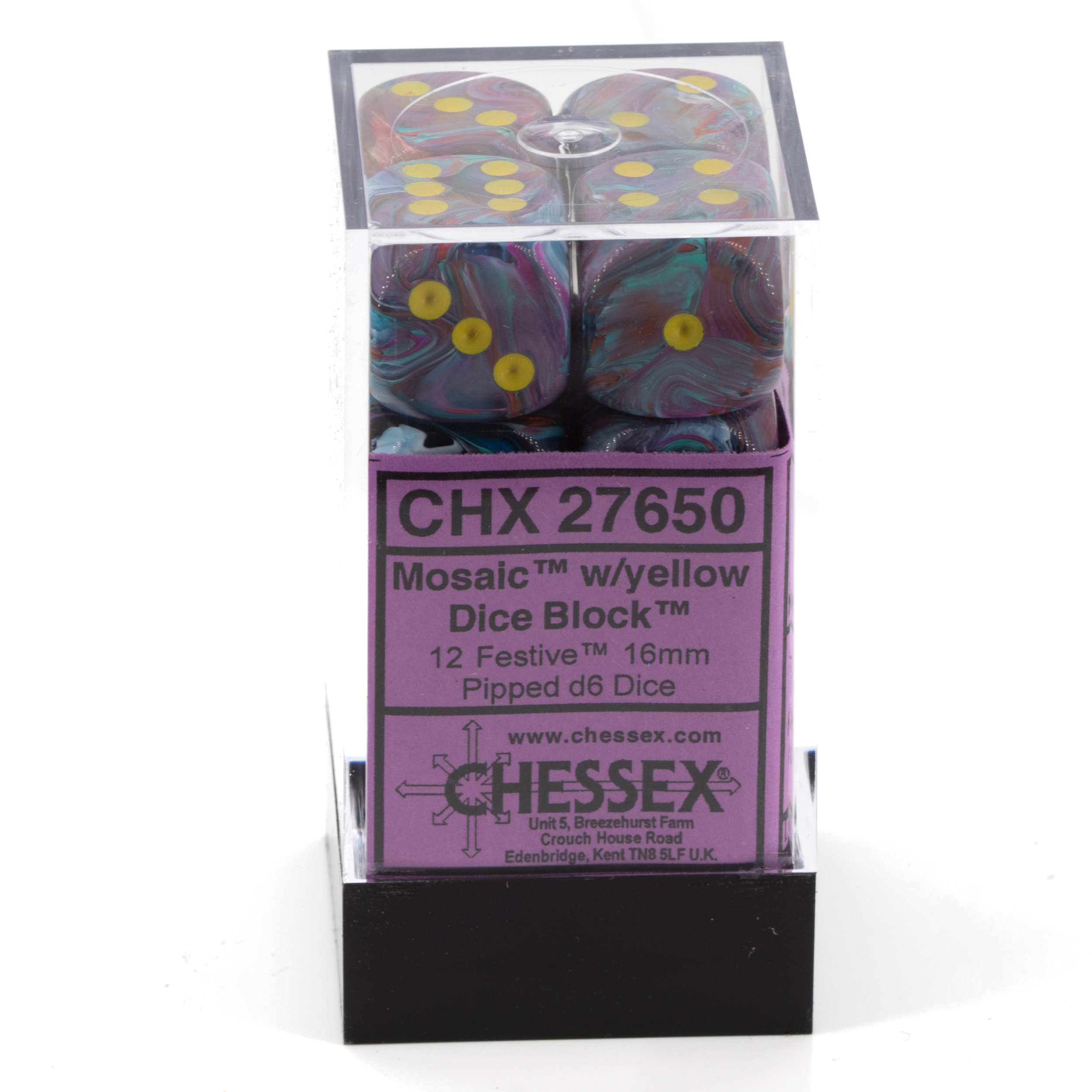 Festive® Mosaic™ / yellow 16mm D6 Dice Set (12 dice)