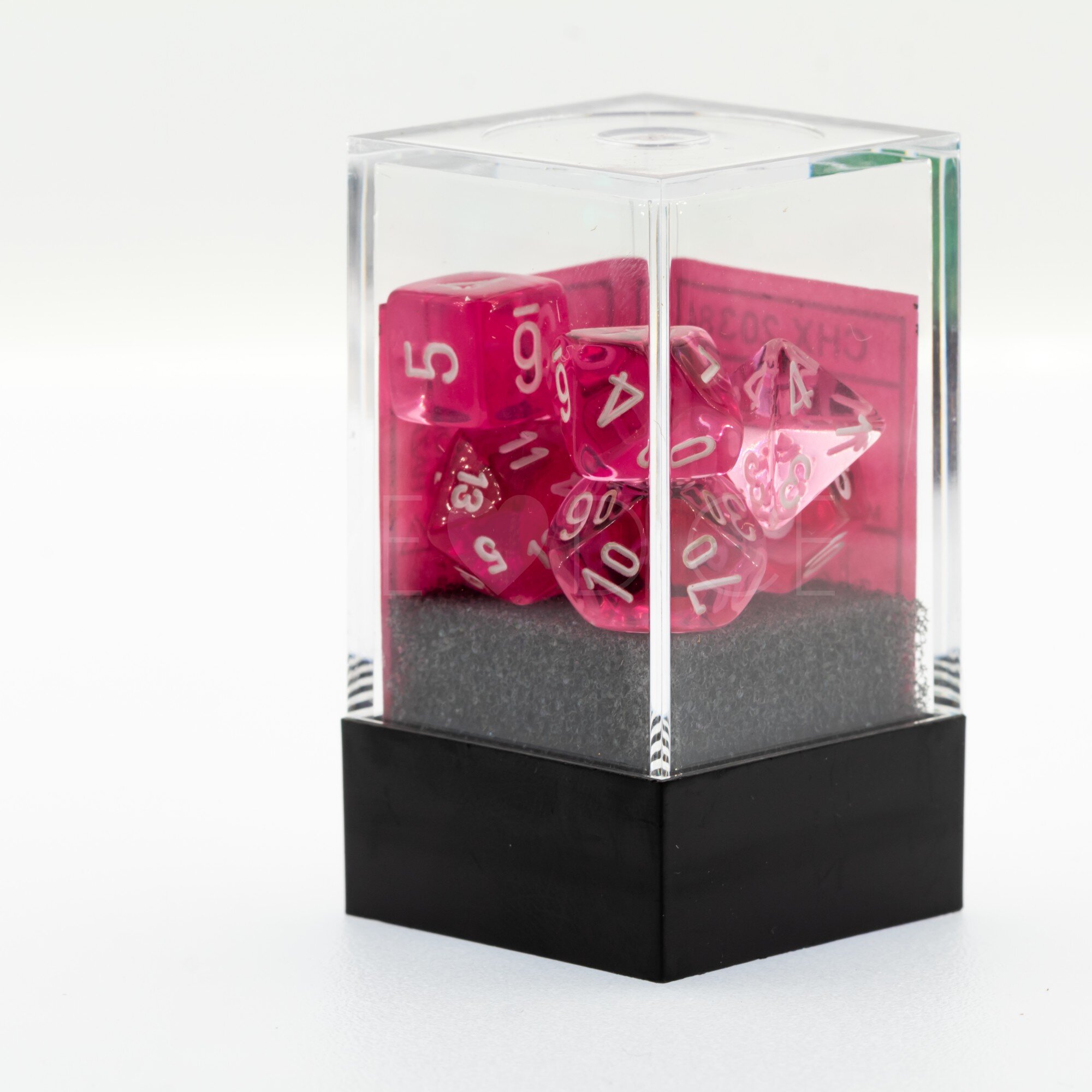 Translucent Mini-hedral Polyhedral Pink / white  7-DieSet