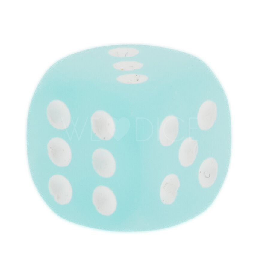 Frosted Teal / white 12mm D6 dice w/pips (1 piece)