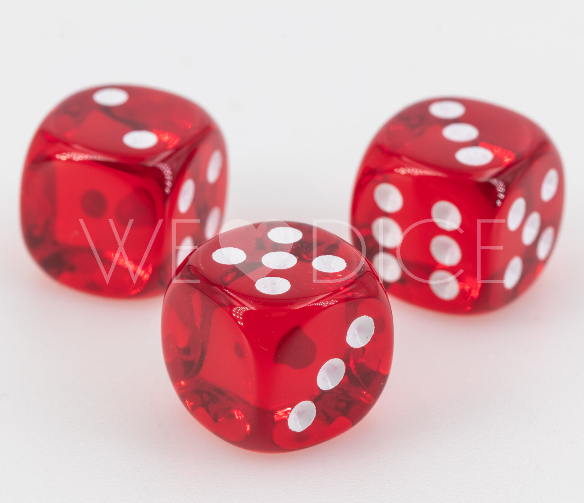 16mm Dice in red translucent / white Translucent no "6"