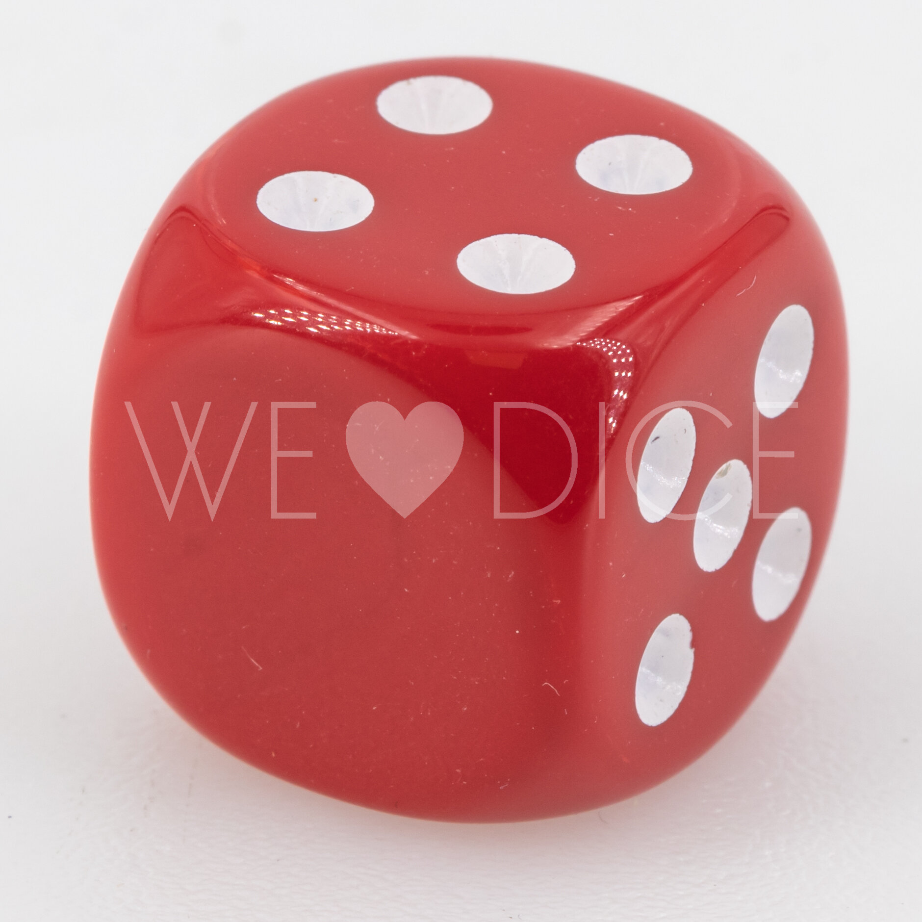 16mm Dice in red / white Opaque no "6"