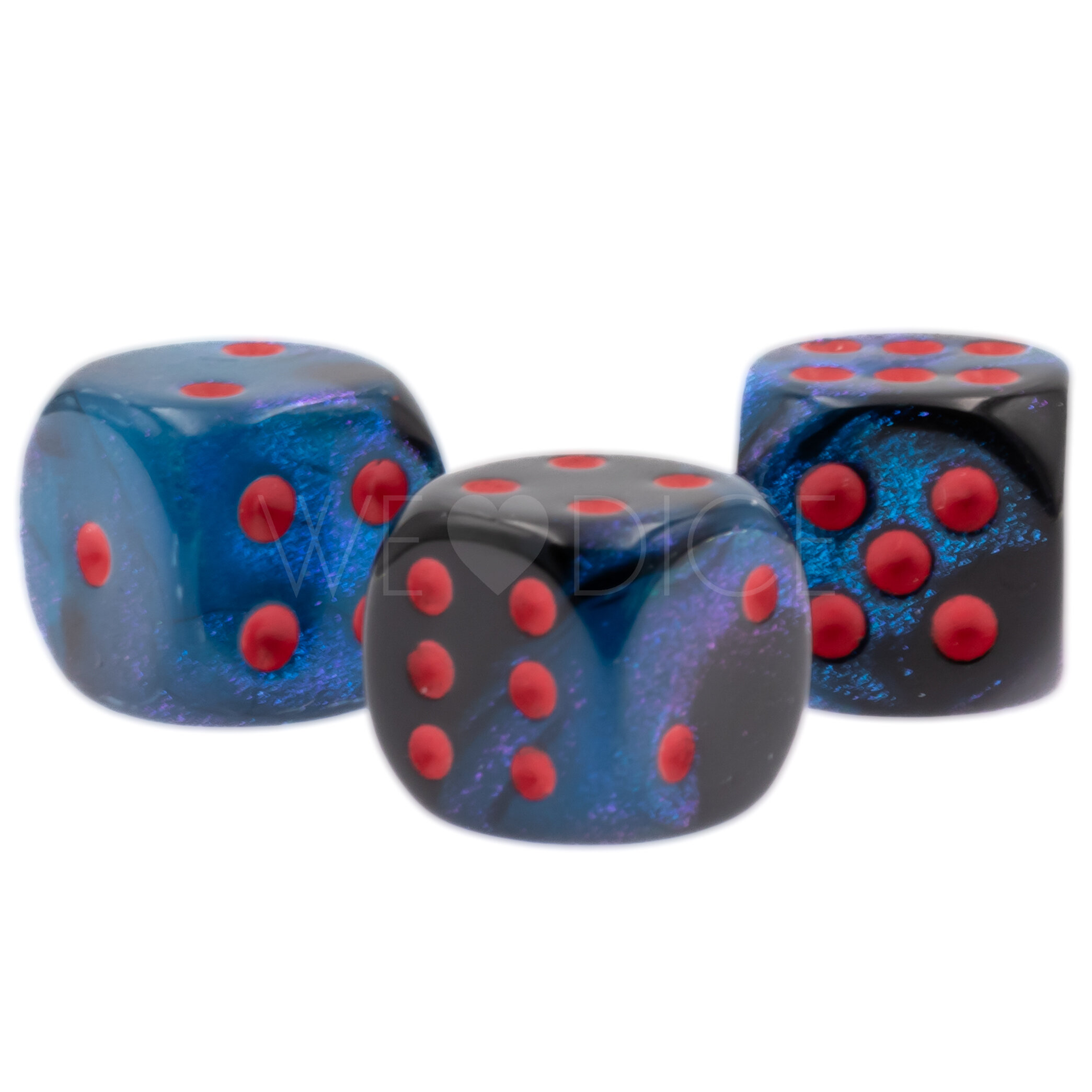 Gemini® Schwarz-Starlight / rot 12mm W6 Würfel mit Punkten (1 Stück)