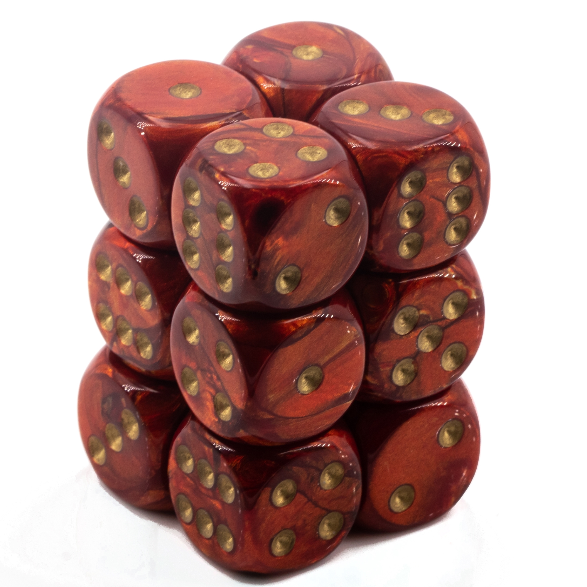 Scarab® Scarlet / Gold 16mm W6 Würfel Set (12 Würfel)