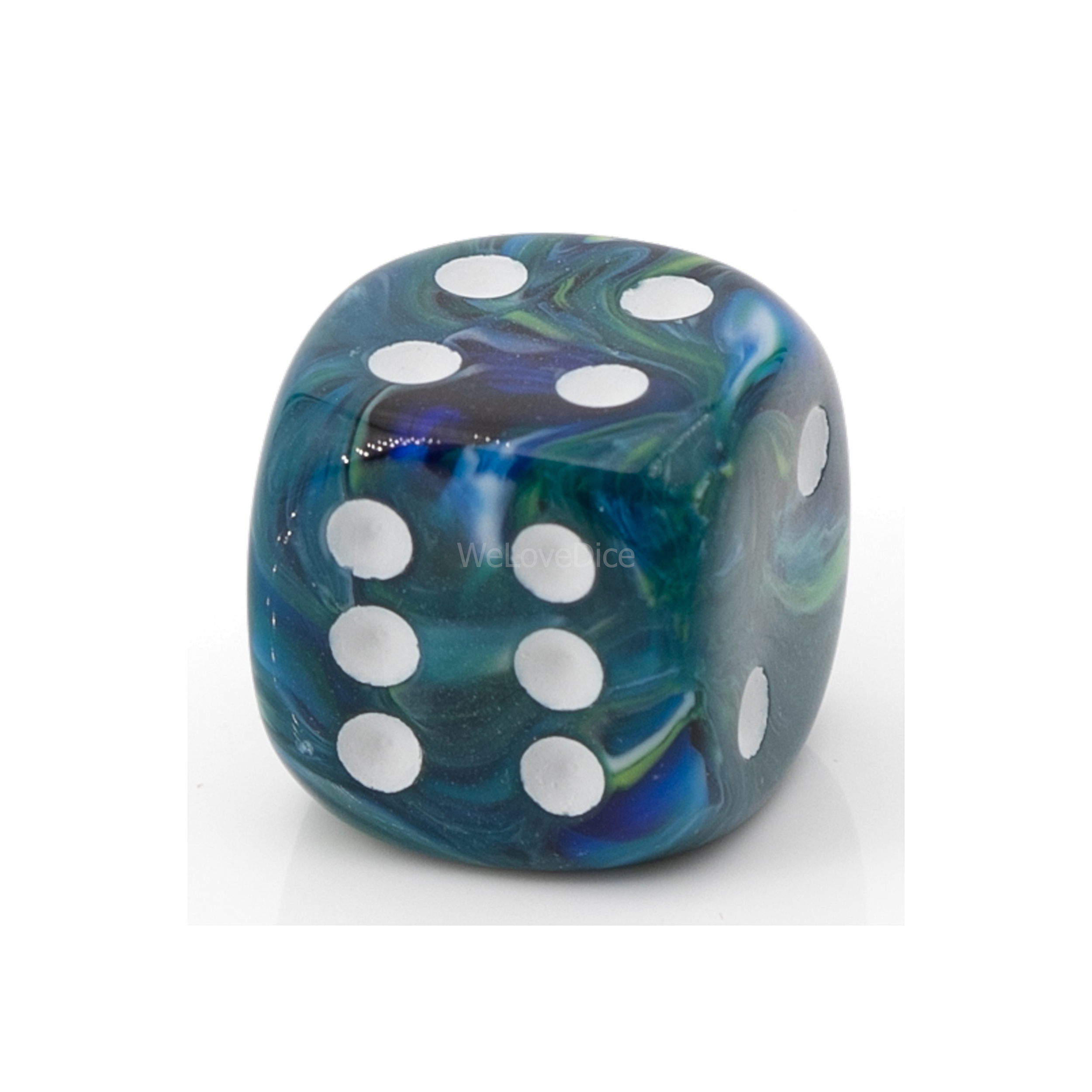 16mm W6 Würfel in ozean grün / weiß