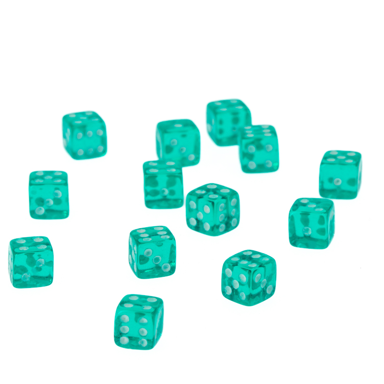 5mm  D6 Dice in green / white Translucent