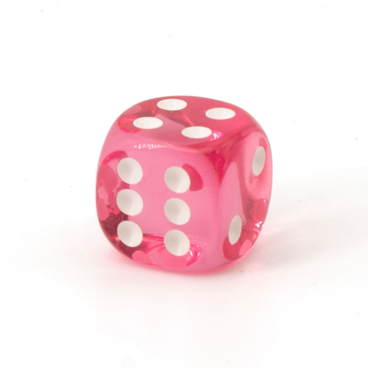 14mm W6 Würfel in rosa / weiß