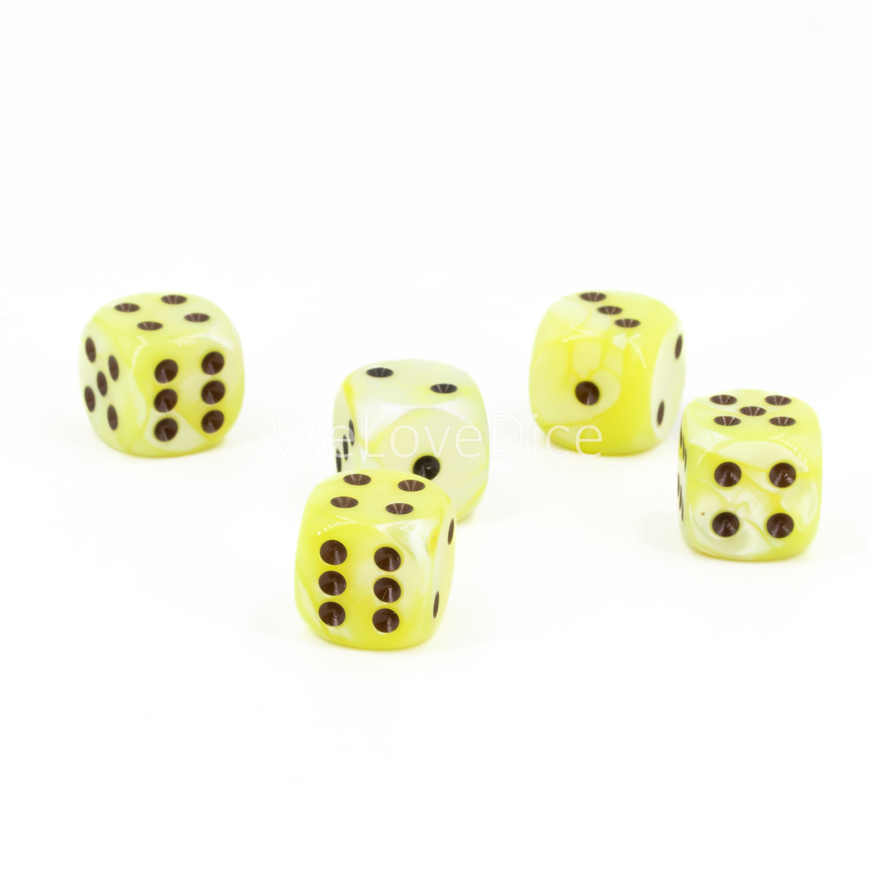 16mm  D6 Dice in neon yellow-green / black