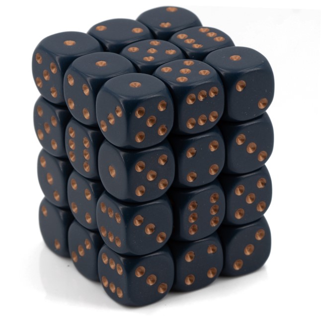 Satt puder blau / kupfer 12mm W6 Würfel Set (36 Würfel)