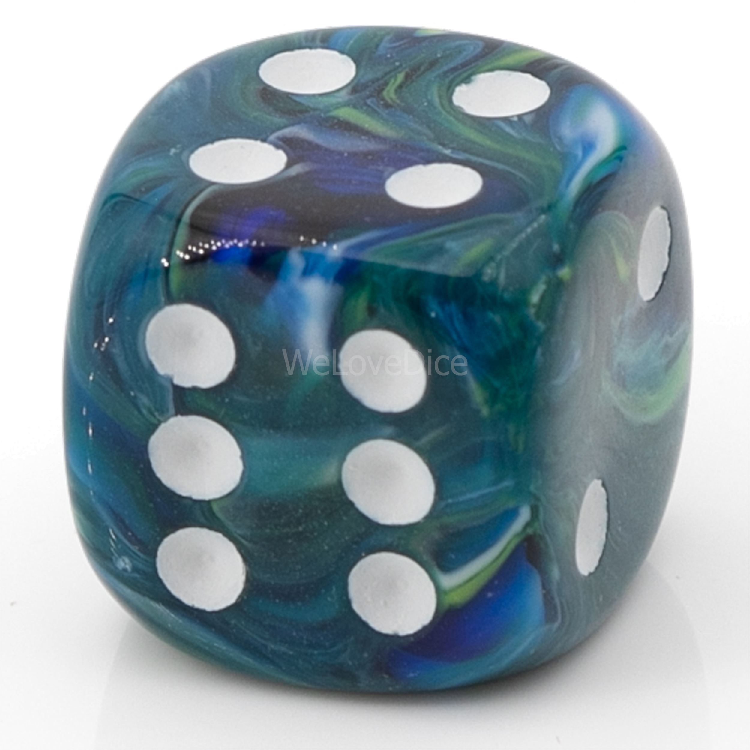 16mm W6 Würfel in ozean grün / weiß