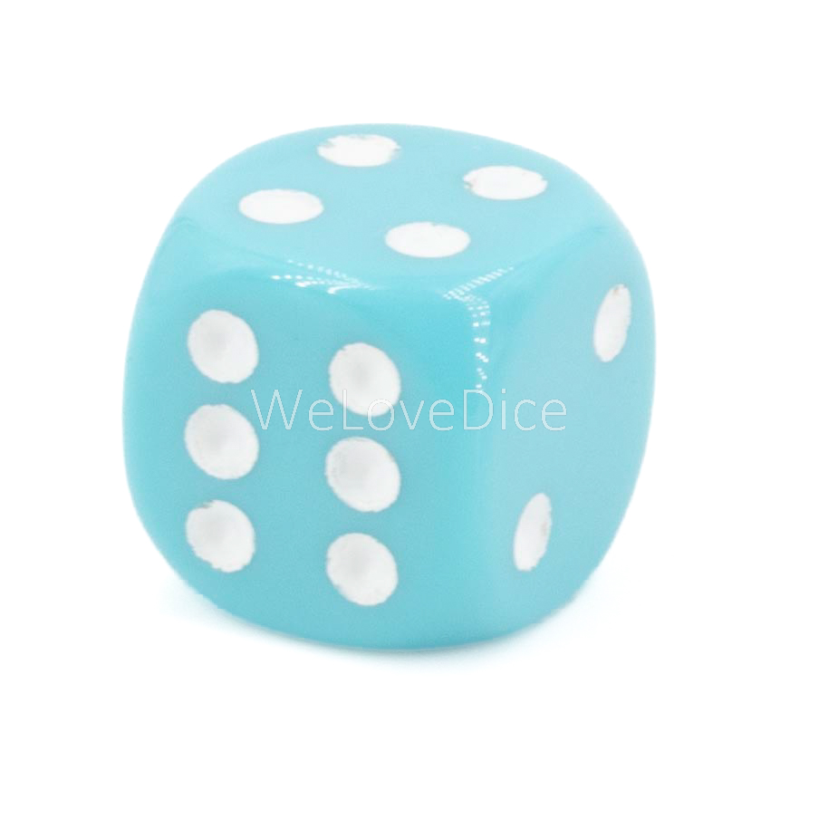 16mm  D6 Dice in turqoise / white