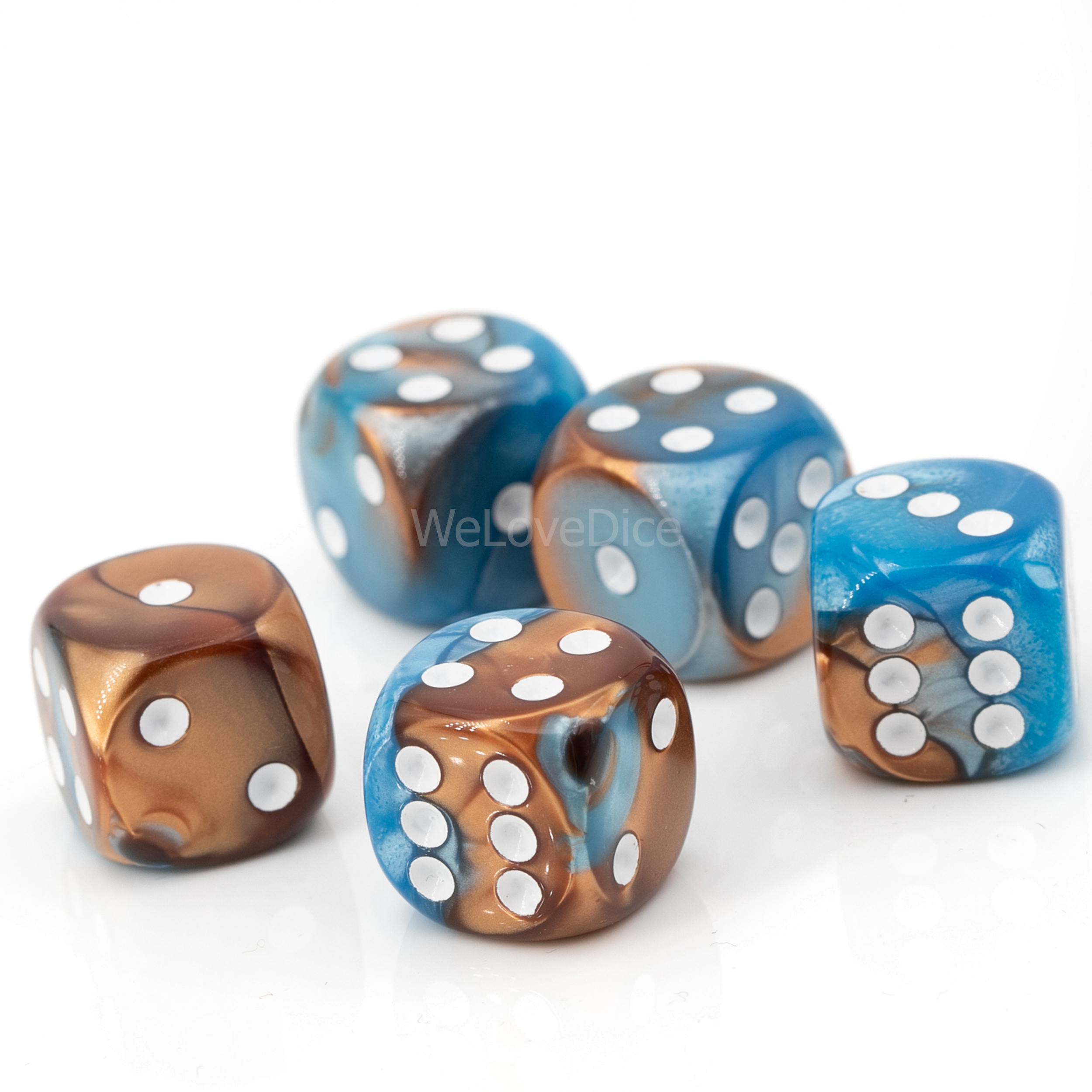 12mm W6 Würfel in kupfer blau / weiß