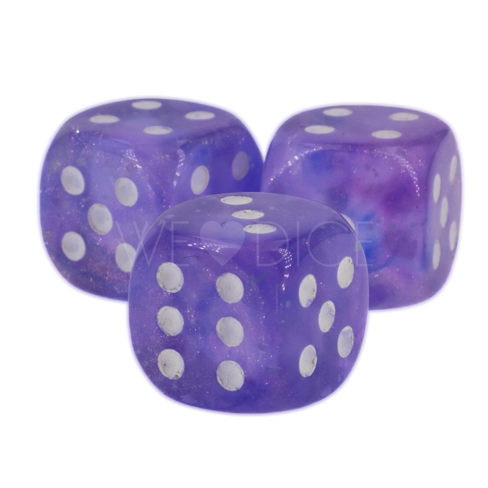 Borealis® Lila / weiß 12mm W6 Würfel mit Punkten (1 Stück)