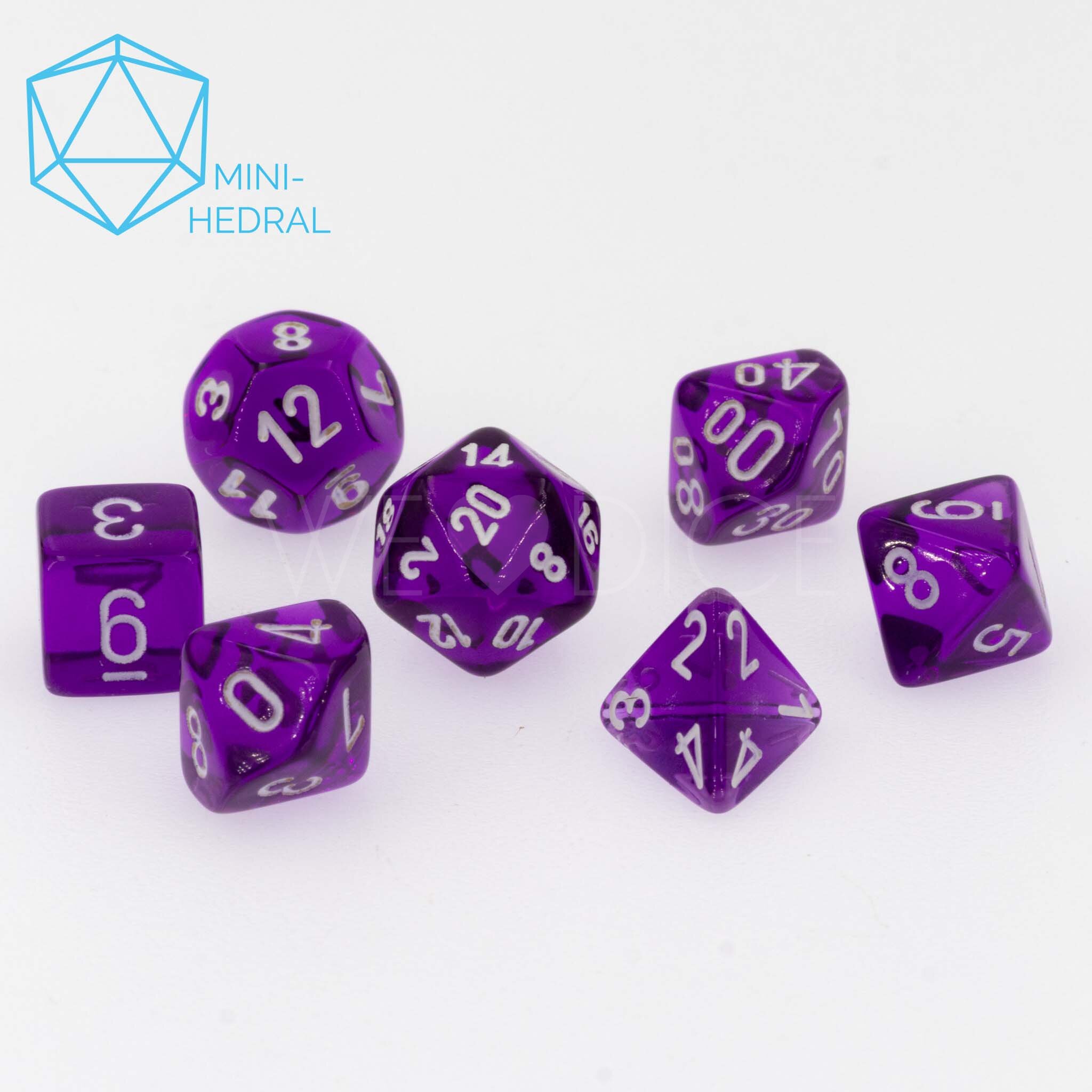Mini-hedral Transparent Polyhedral Lila / weiß 7-Würfel Set
