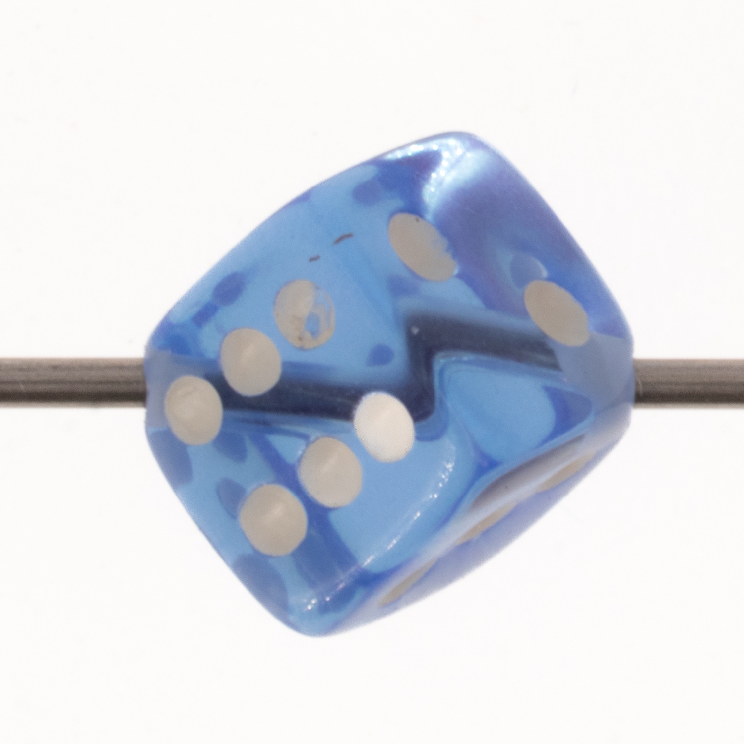  5mm Dice bead - cloud blue / white Translucent, in
