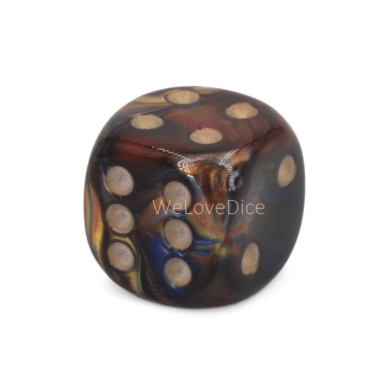 16mm  D6 Dice in brown gold / gold Marbled