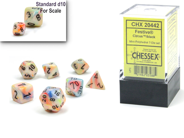 Festive® Mini-hedral Polyhedral Circus / black 7-DieSet