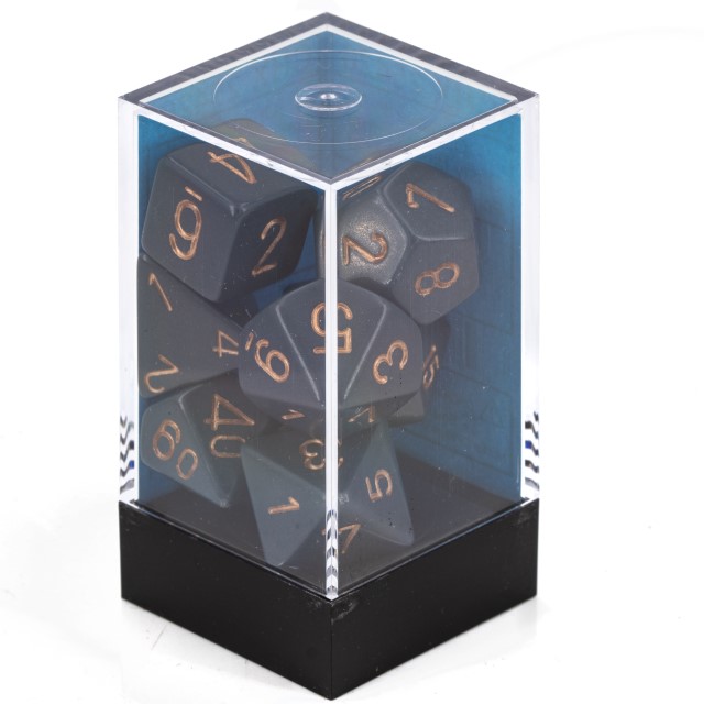 Satt Polyhedral puder blau / kupfer 7-Würfel Set