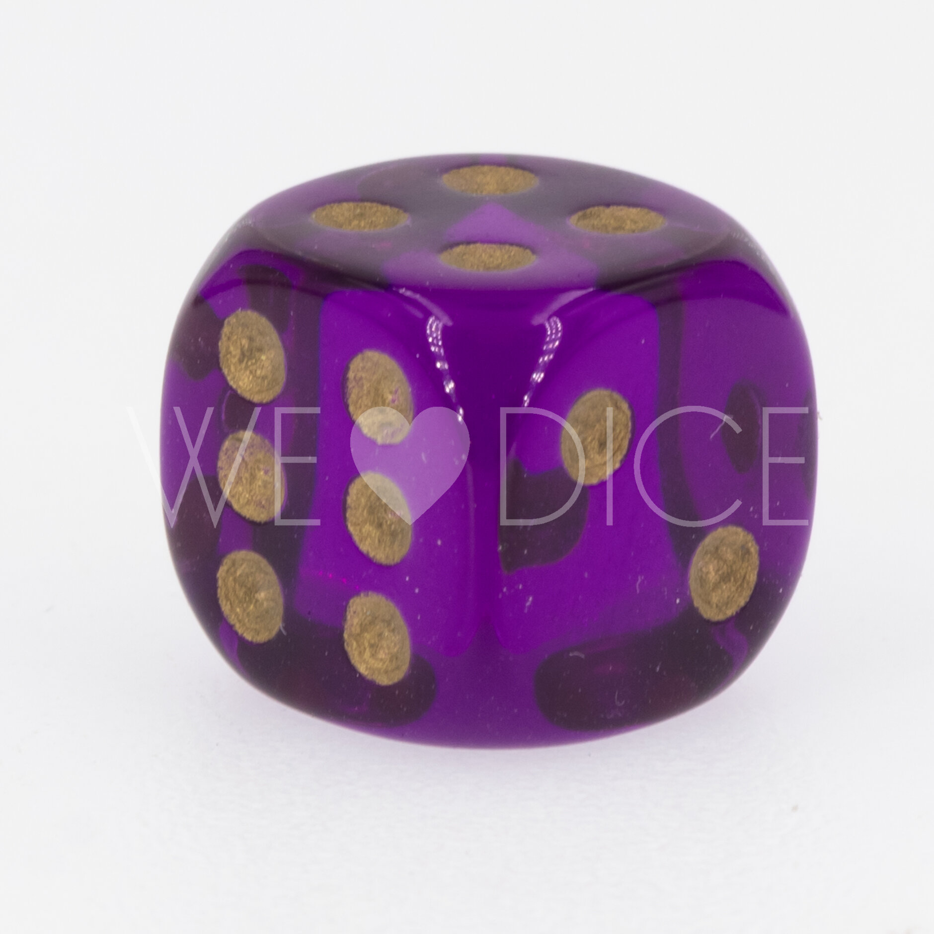 12mm Würfel in lila / gold Transparent