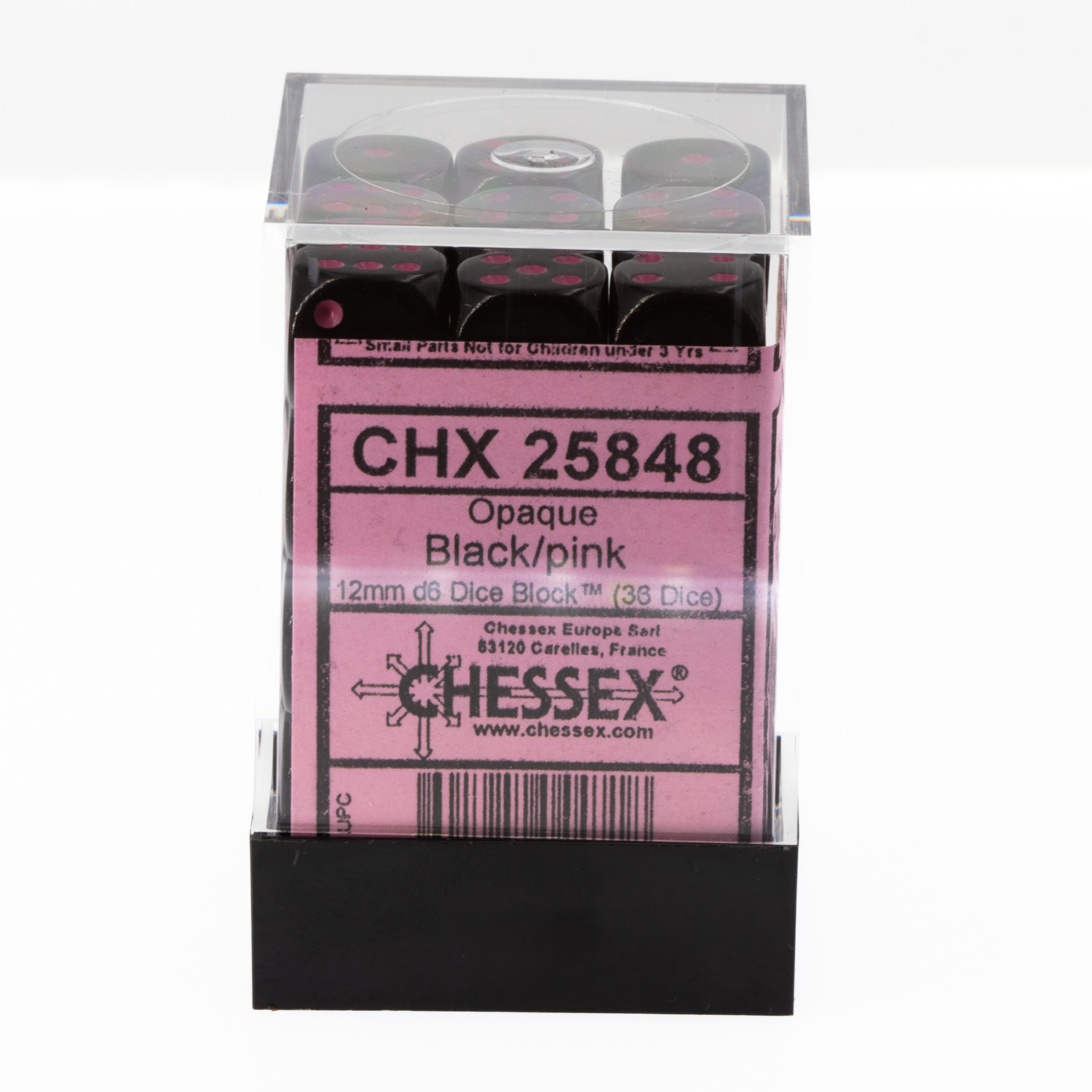 Satt schwarz / pink 12mm W6 Würfel Set (36 Würfel)