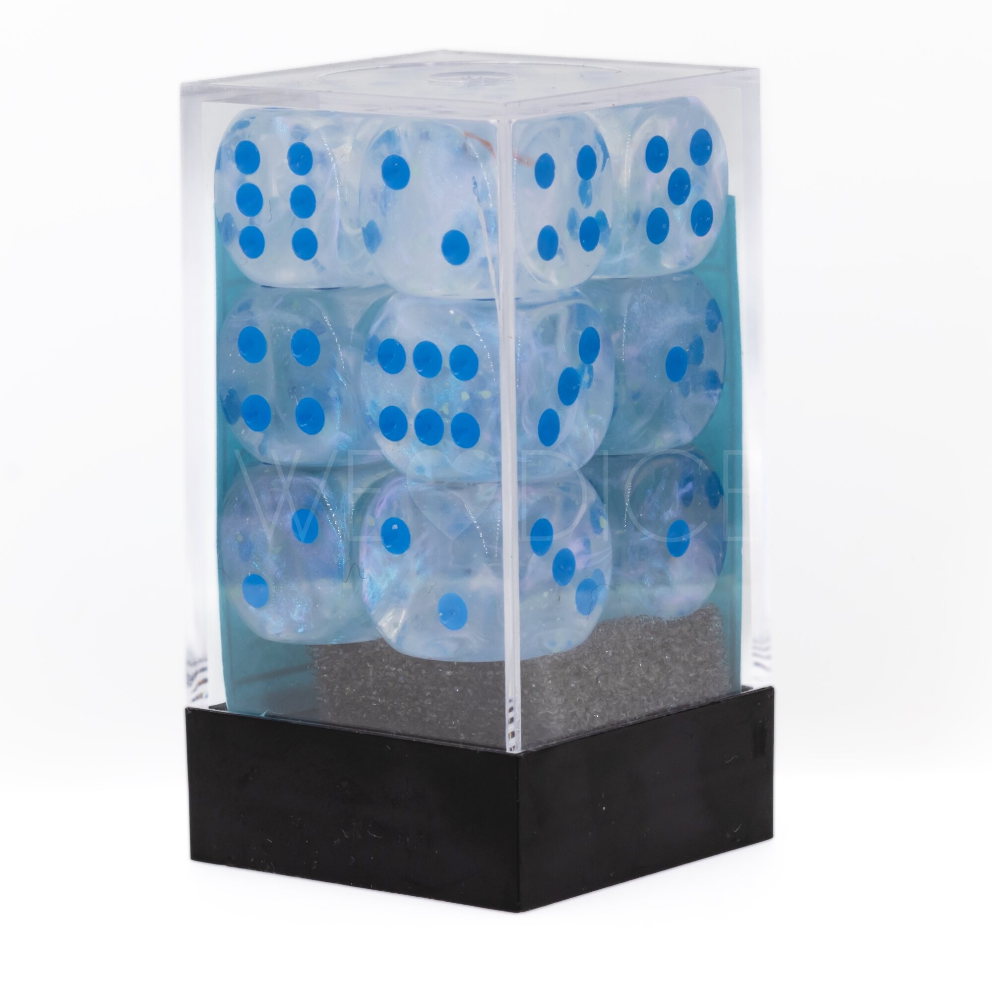 Borealis® Icicle™ / hellblau 16mm W6 Würfel Set (12 Würfel)