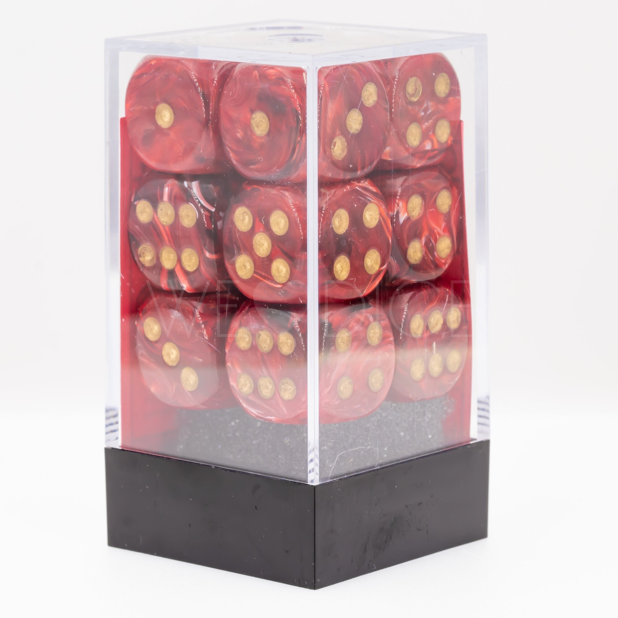 Vortex® Burgundy / Gold 16mm W6 Würfel Set (12 Würfel)