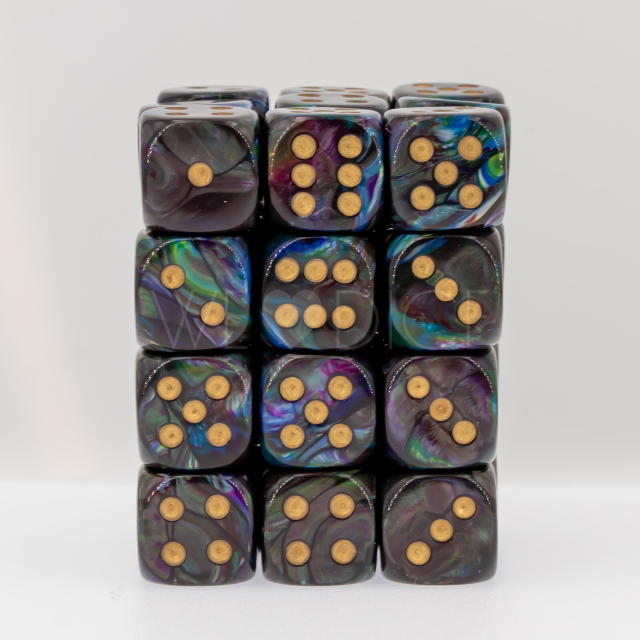 Lustrous  Shadow / Gold 12mm W6 Würfel Set (36 Würfel)