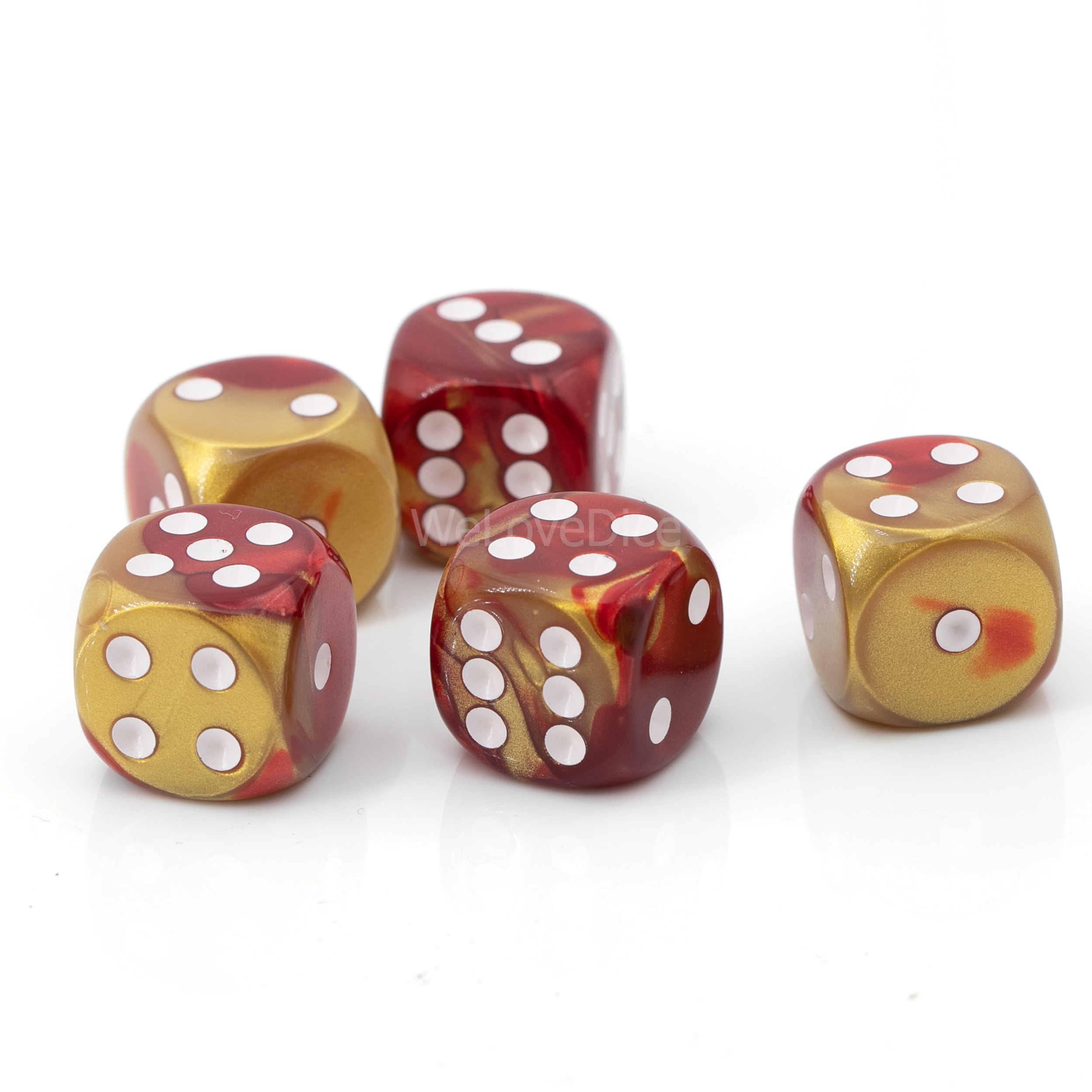 16mm W6 Würfel in gold rot / weiß