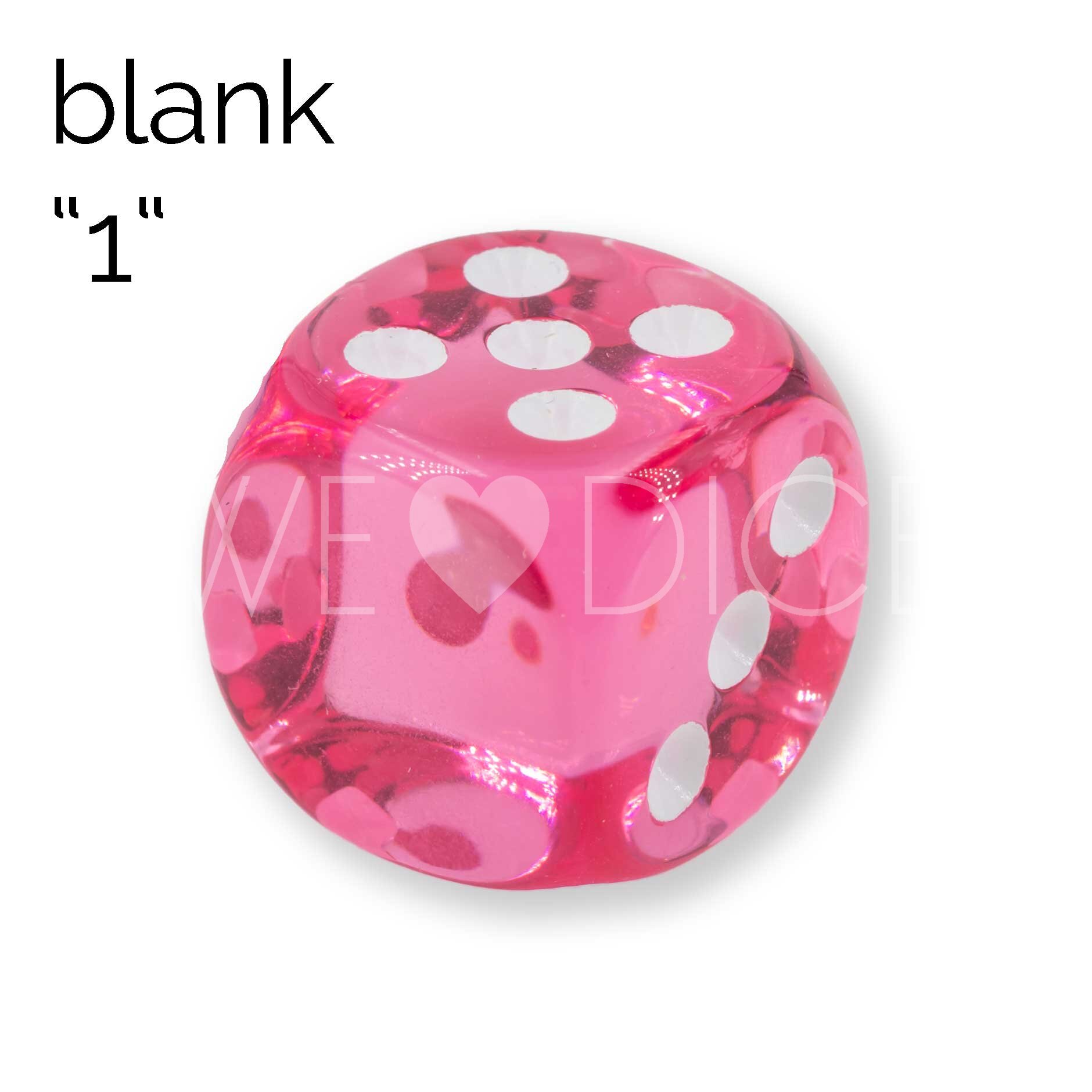 16mm Dice in pink / white Translucent no "6"