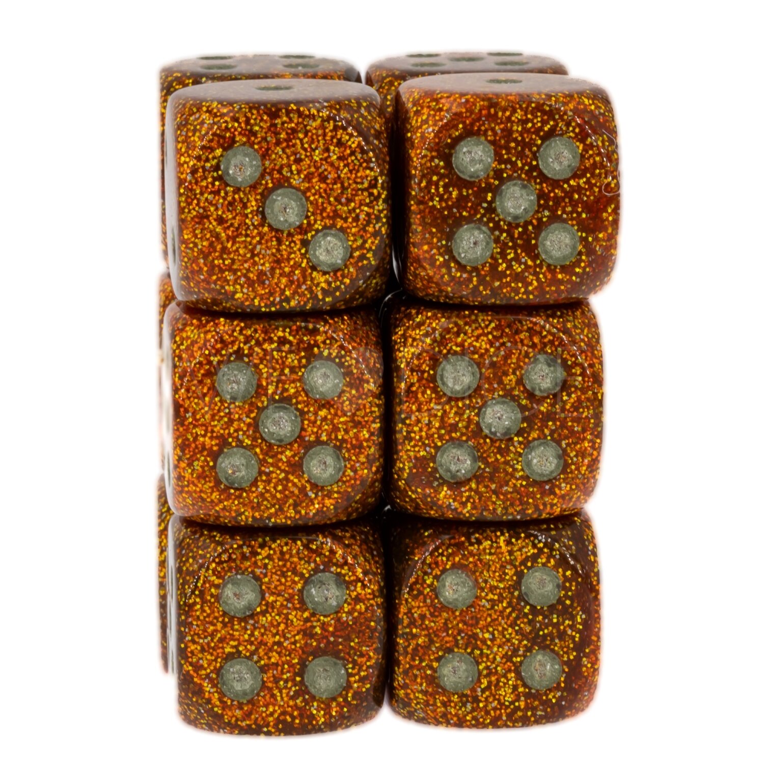 Glitter Gold / silber 16mm W6 Würfel Set (12 Würfel)