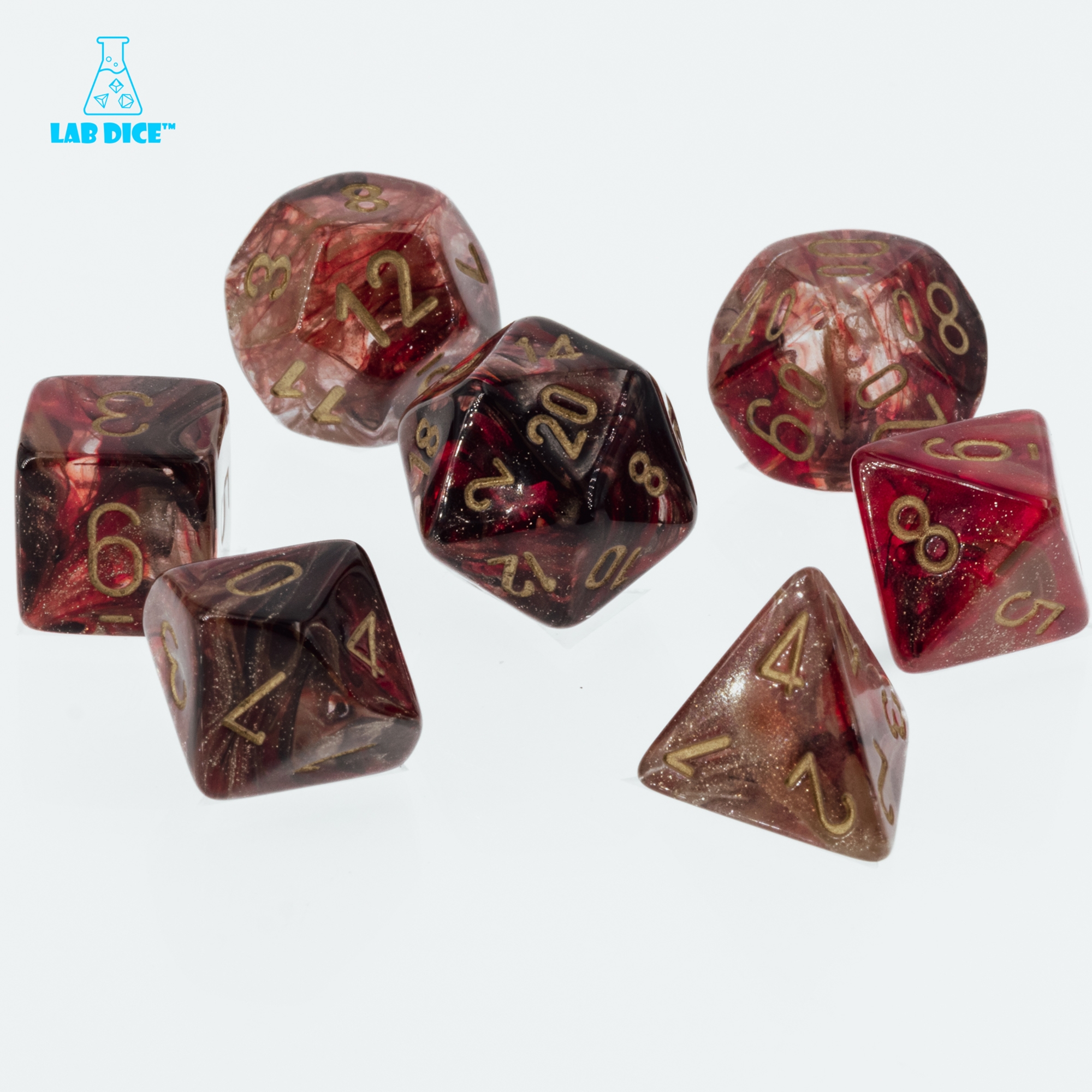LabDice Borealis® Cosmos/gold  Set 8 Stück