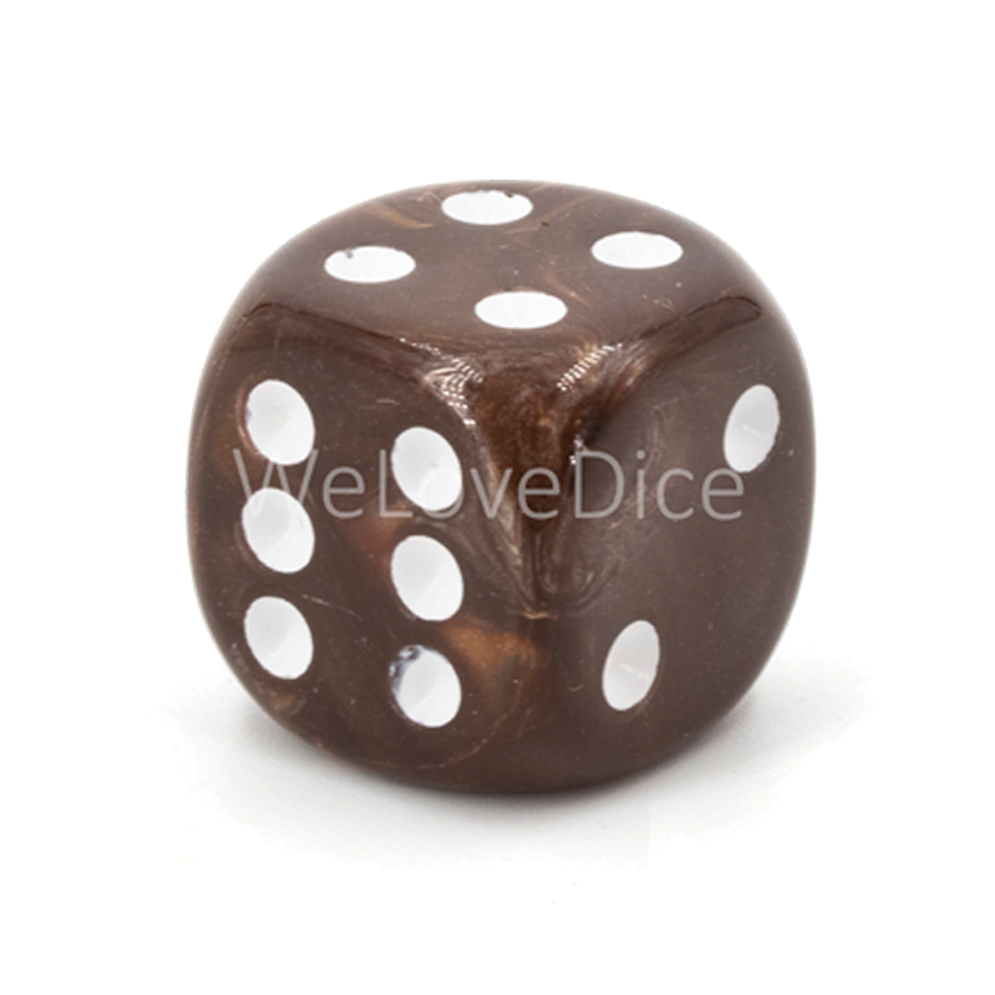 8mm  D6 Dice in brown / white Silk